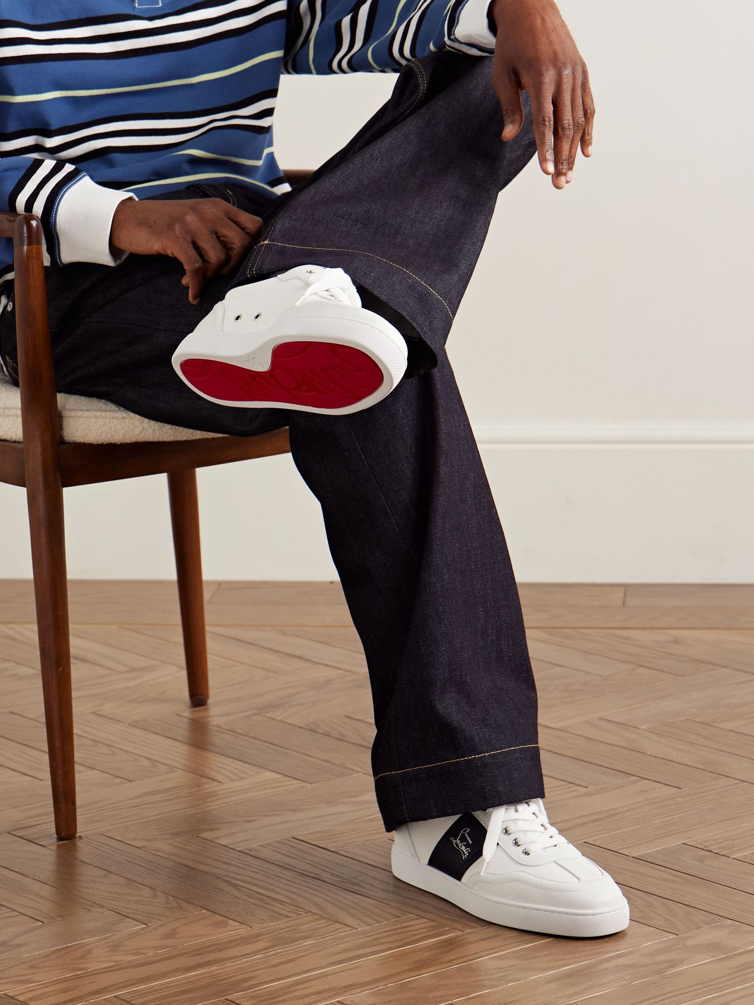 Retero Full-Grain Leather-Trimmed Canvas Sneakers White - 2