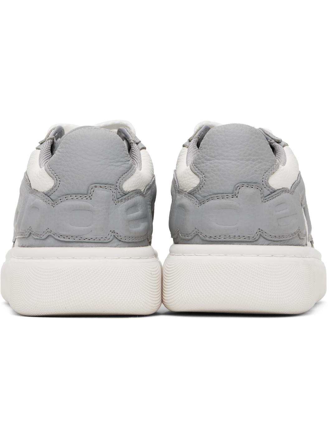 Gray & White Puff Pebble Leather Sneakers - 2