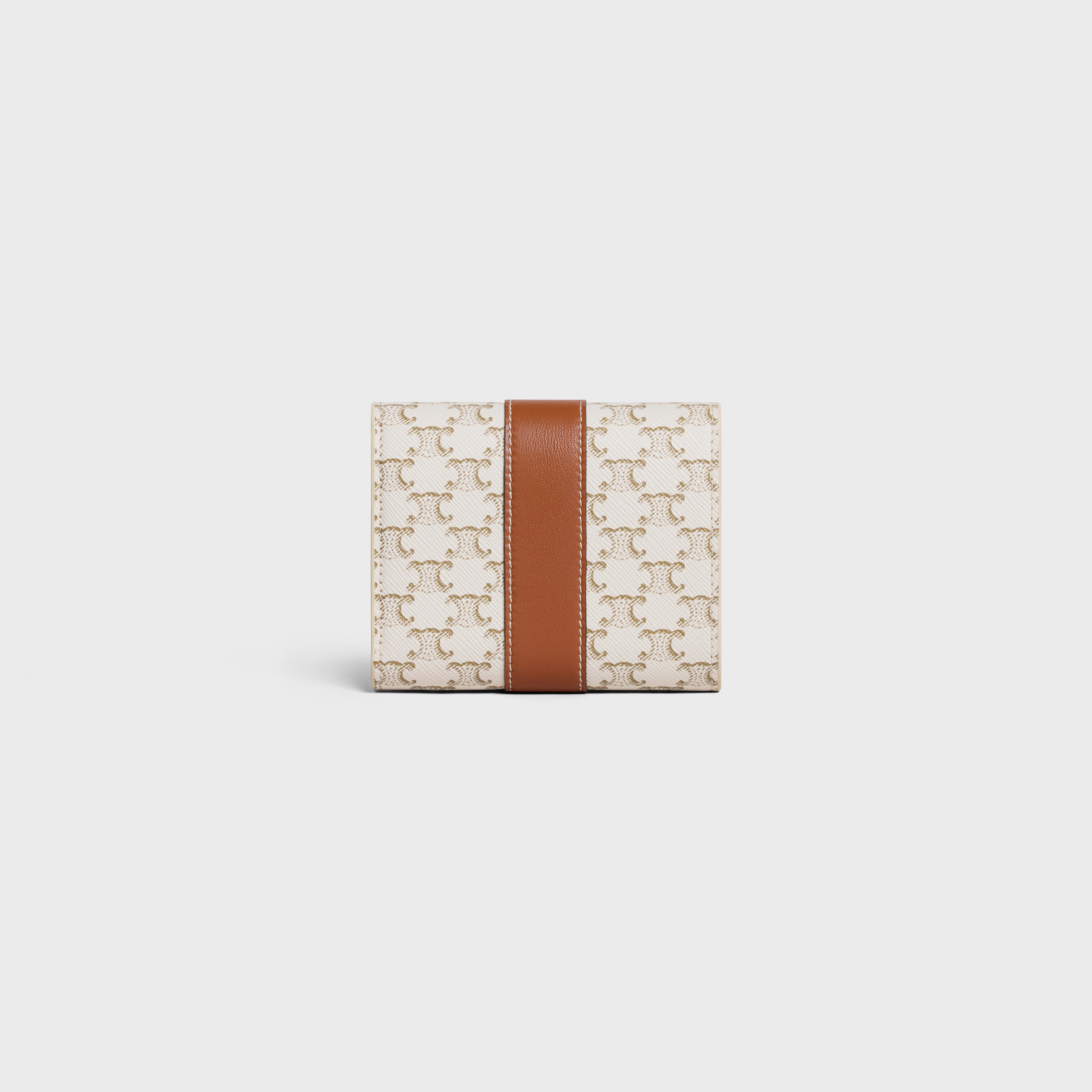 Small Trifold wallet in Triomphe Canvas and Lambskin - 3