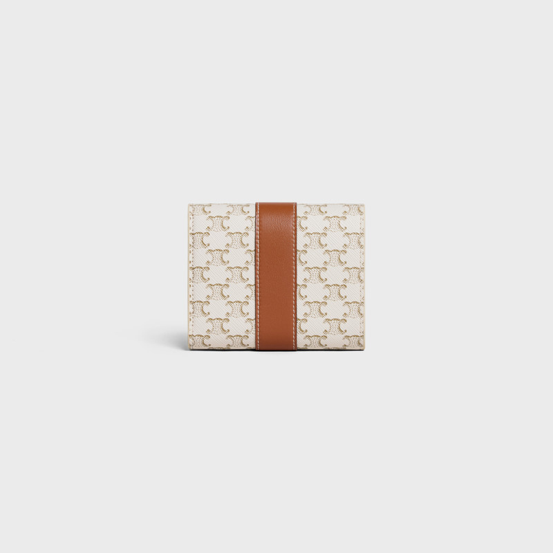 Small Trifold wallet in Triomphe Canvas and Lambskin 3