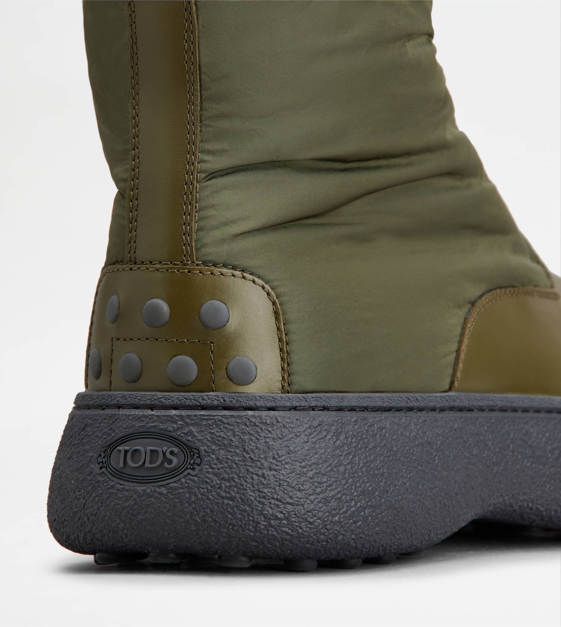 TOD'S W. G. LACE-UP ANKLE BOOTS IN LEATHER AND FABRIC - GREEN - 5