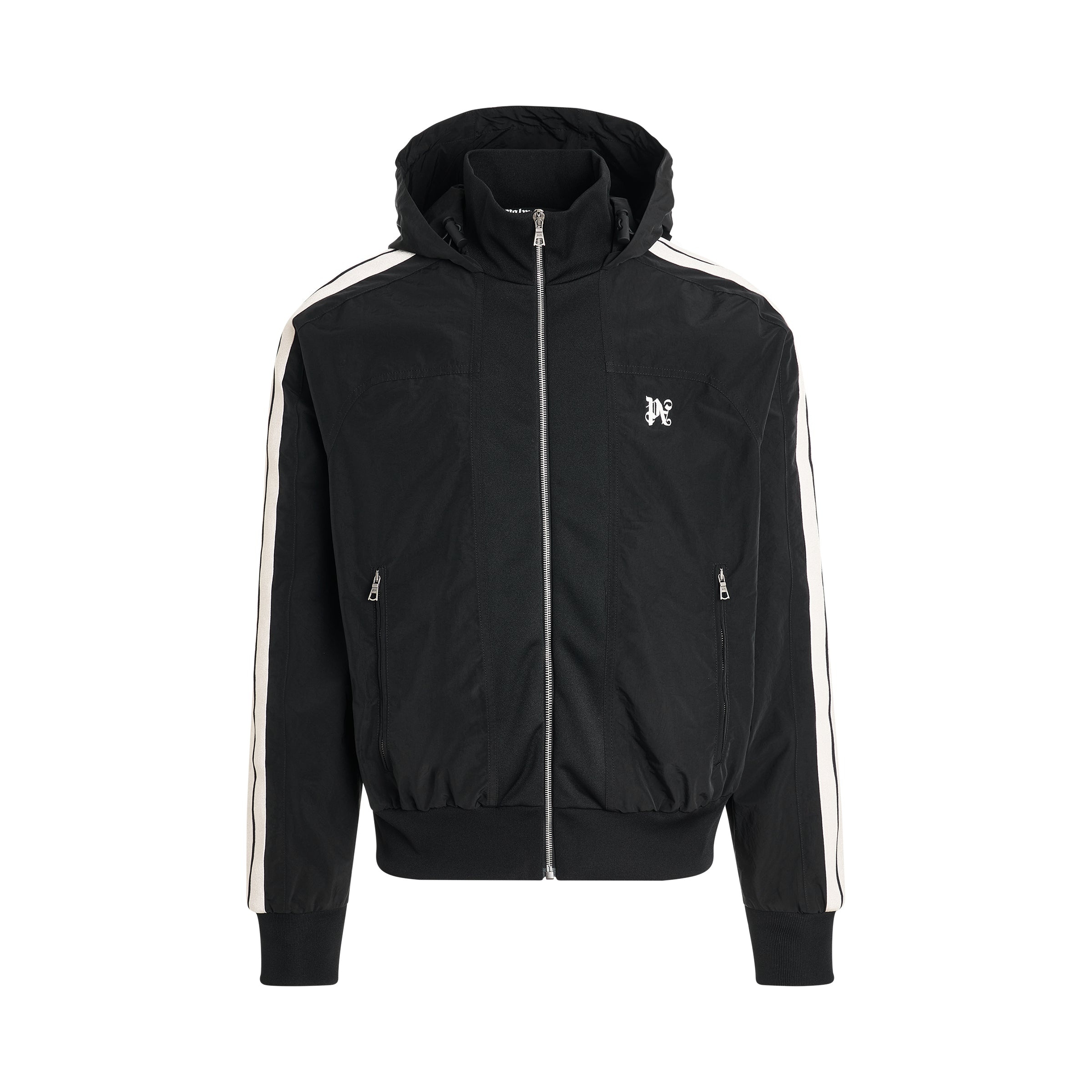 Monogram Nylon Track Jacket in Black/Off White - 1