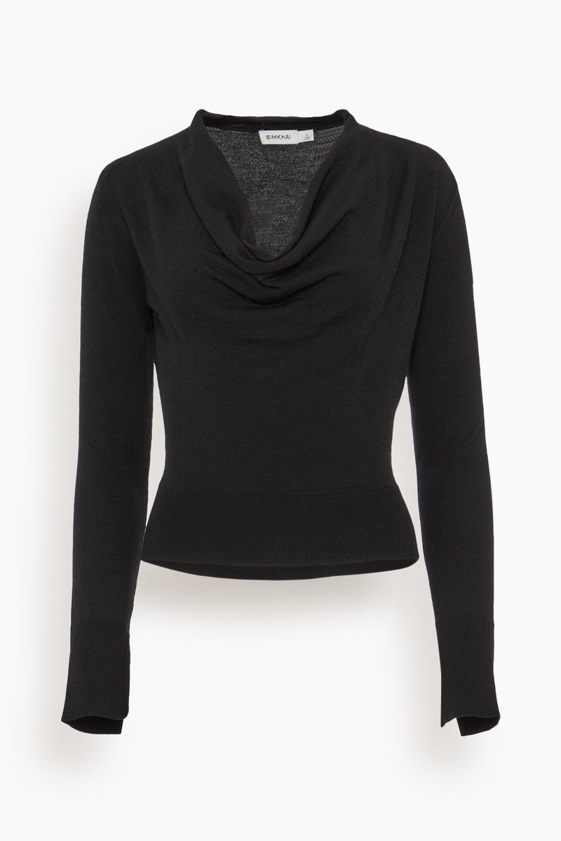 Natia Cowl Neck Top in Black 1