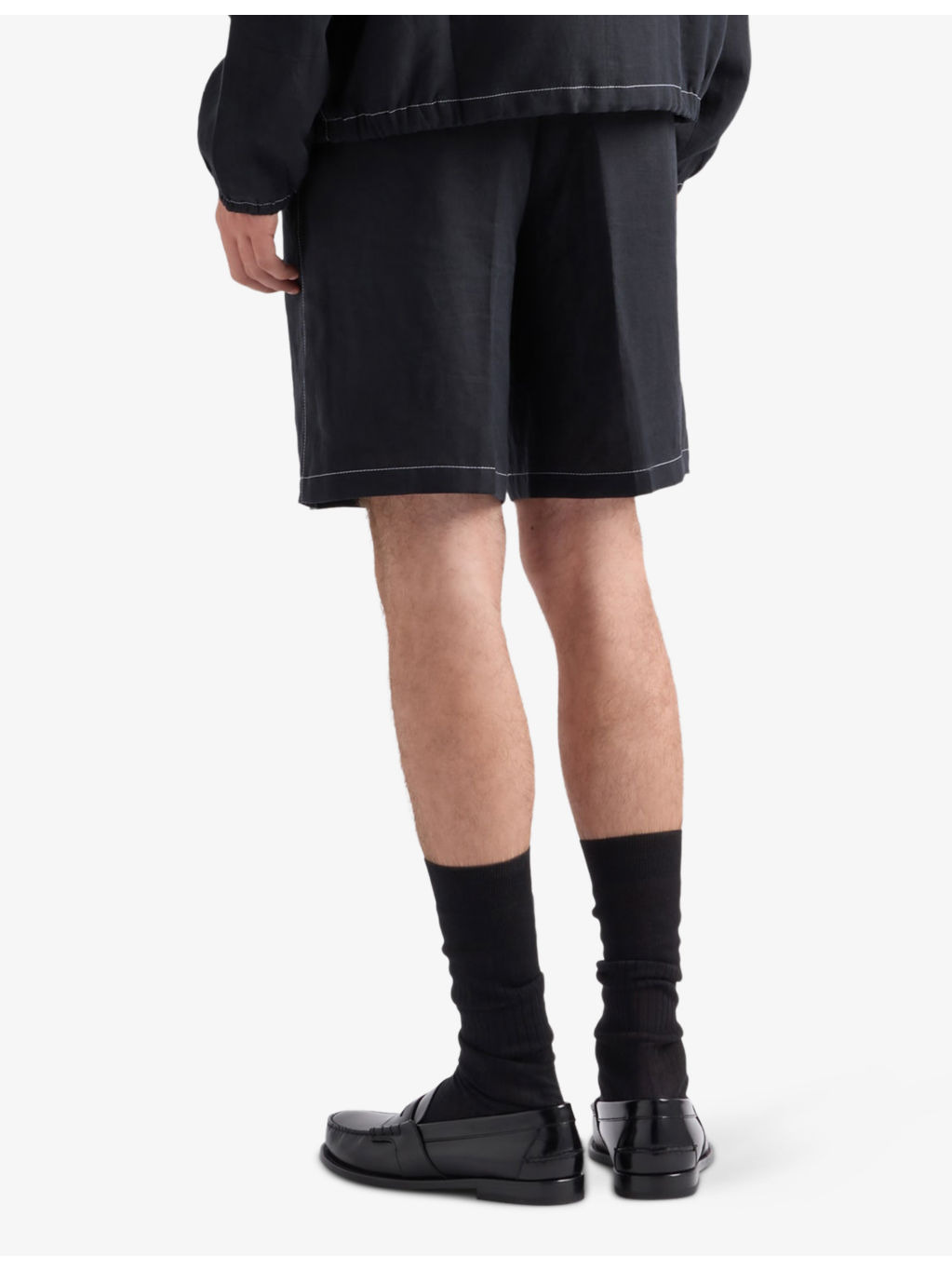 Triangle-Logo Tailored Linen Bermuda Shorts - 3