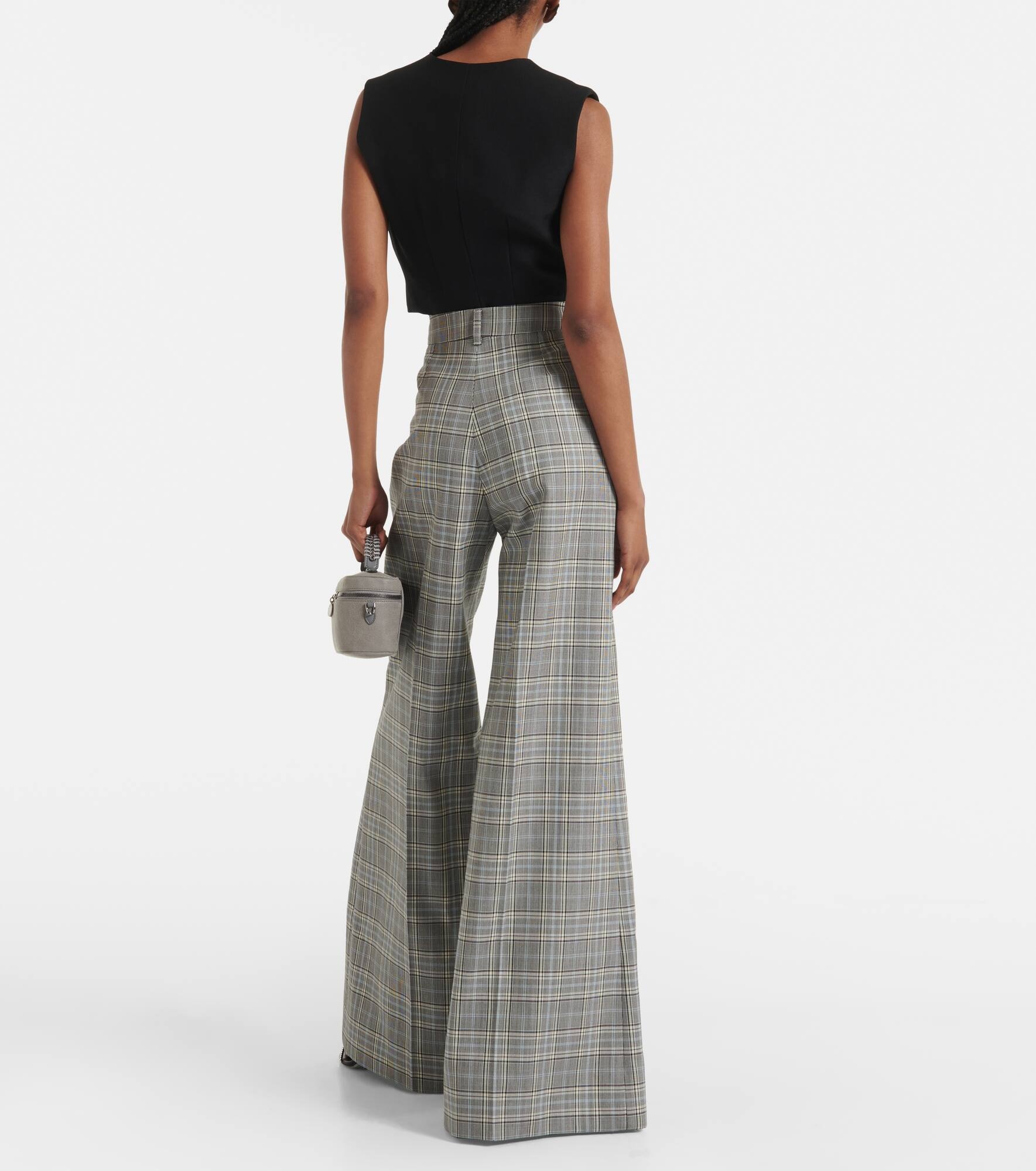 Checked wool flared pants - 3