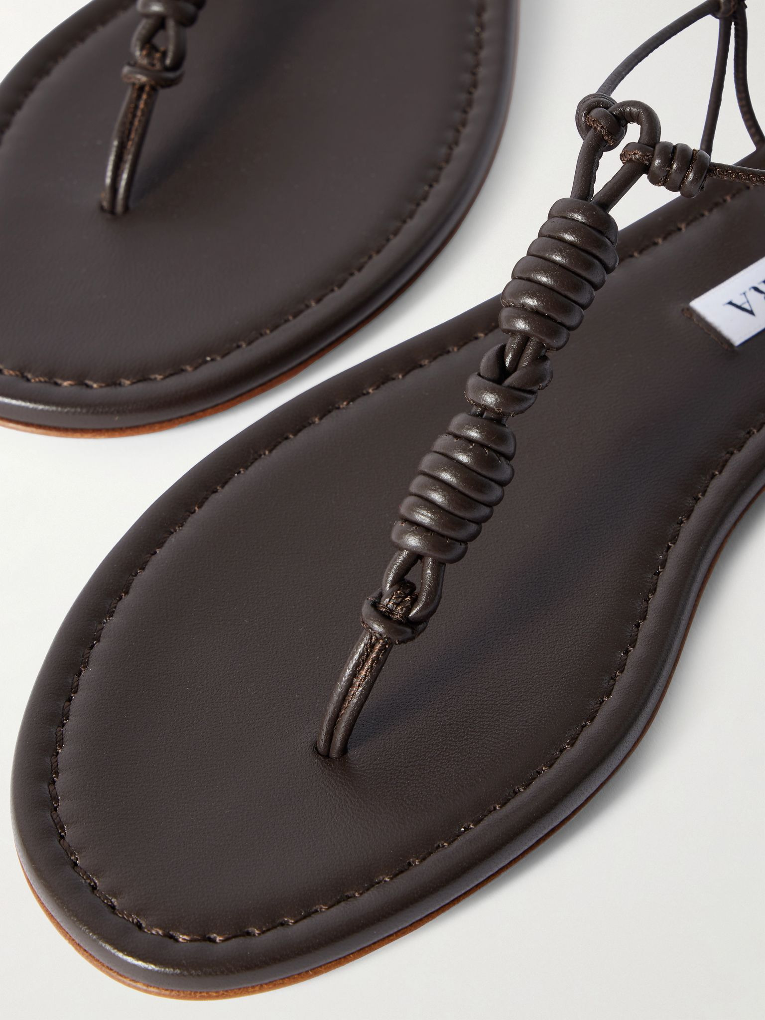 Oaxaca knotted leather sandals Dark brown - 4