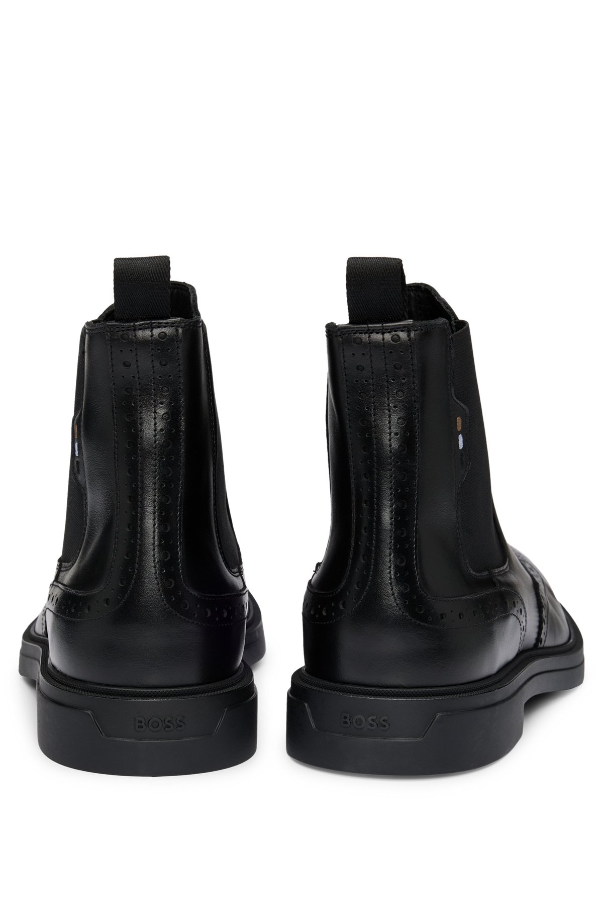 LEATHER CHELSEA BOOTS WITH BROGUE DETAILS AND RUBBER SOLE - 5