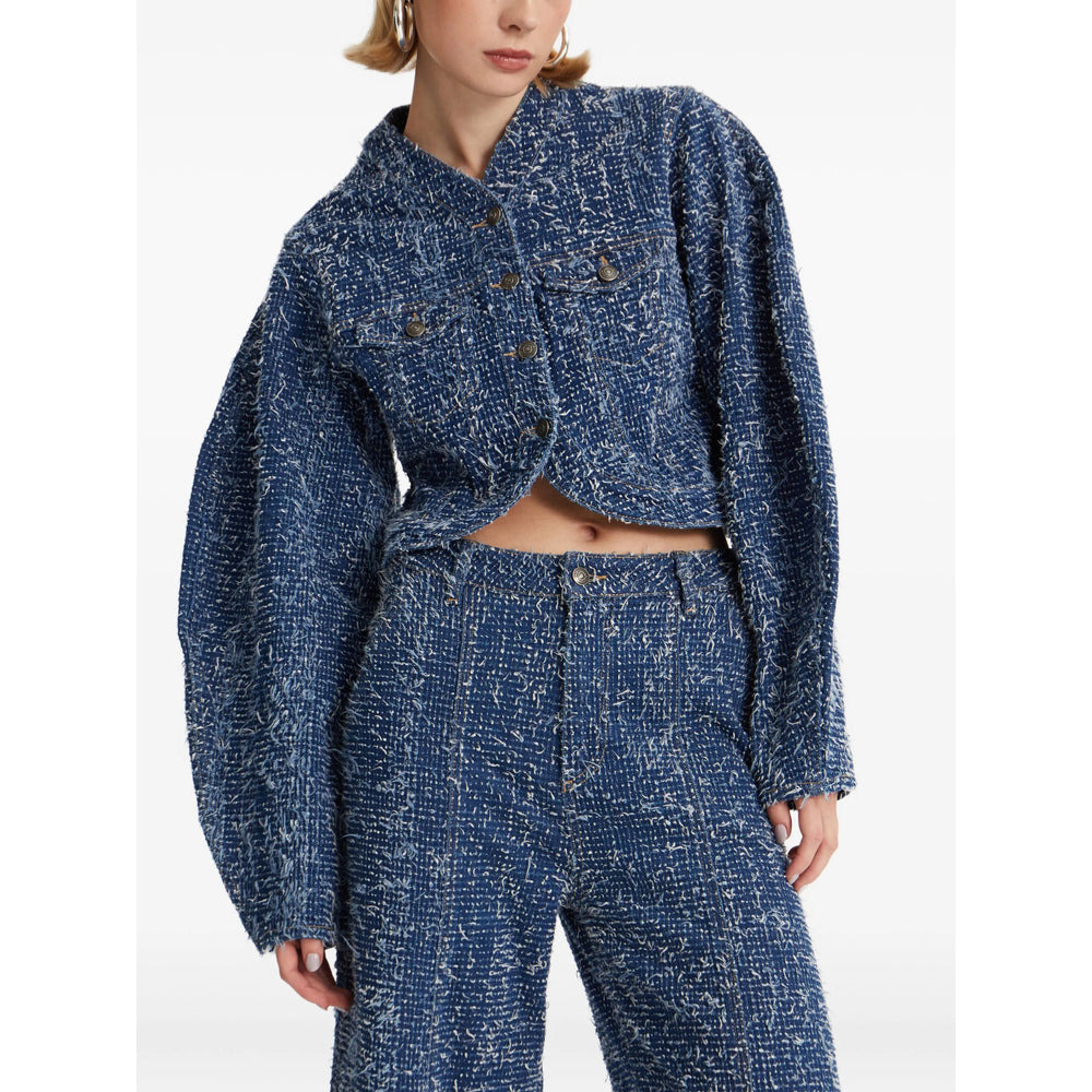 Rotate Blue Trousers - High-Waisted Trousers Women - 3