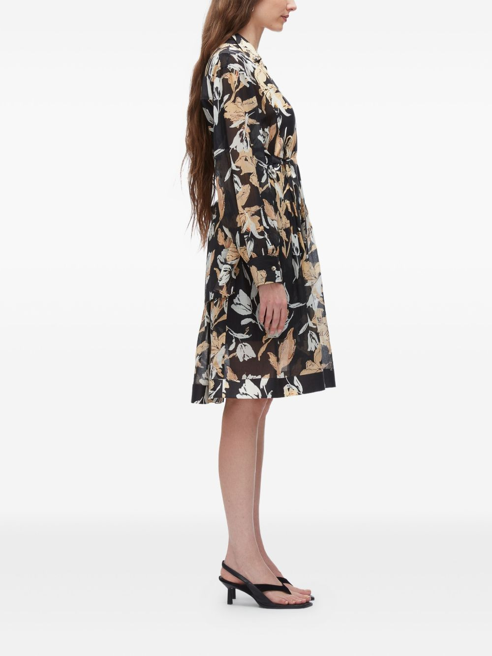 floral-print belted midi dress - 3