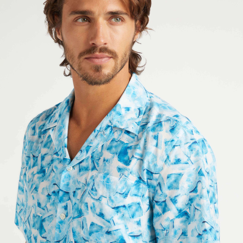 Men Cotton Silk Bowling Shirt Iced Turtles 6