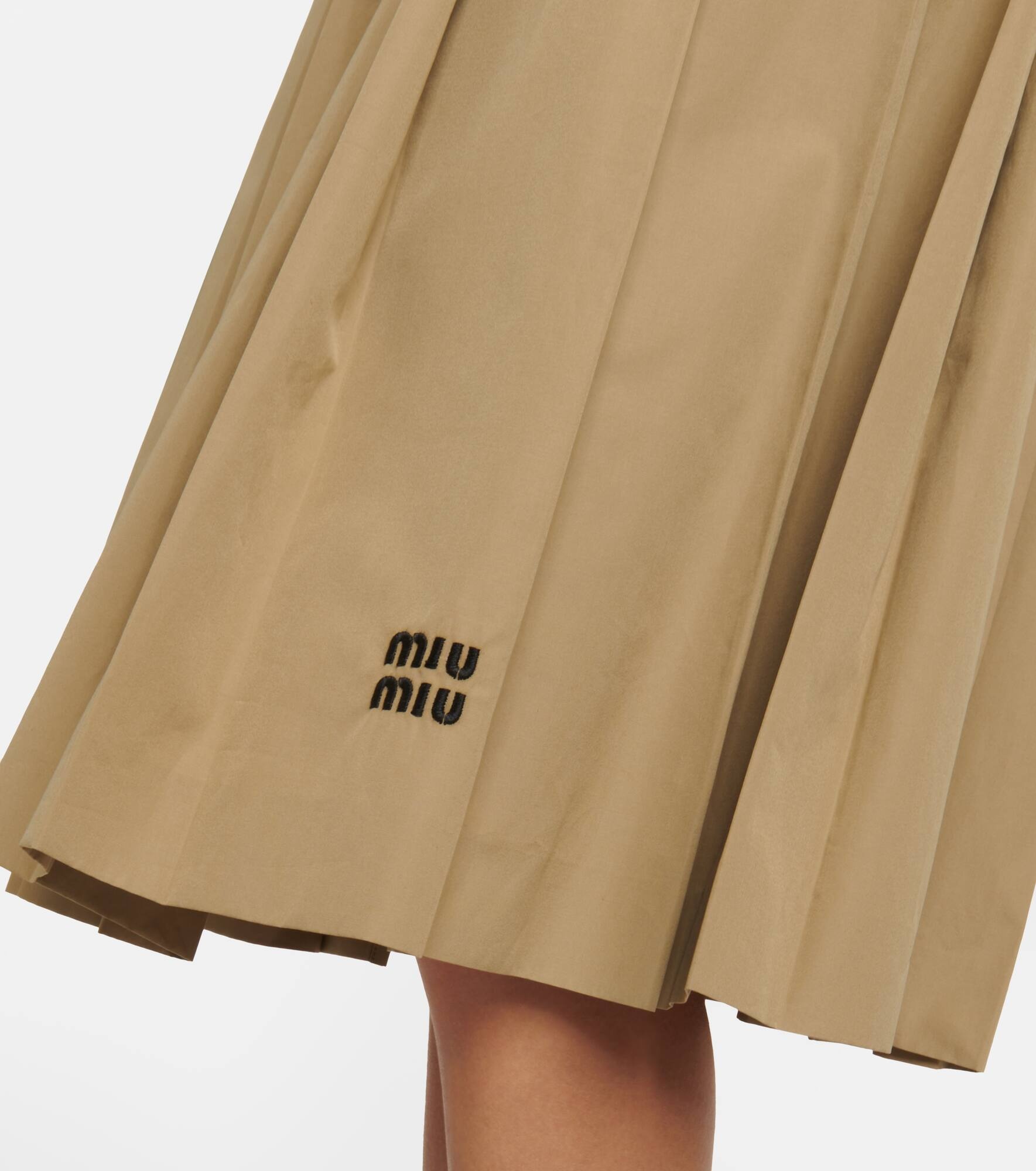 Embroidered pleated cotton midi skirt - 5