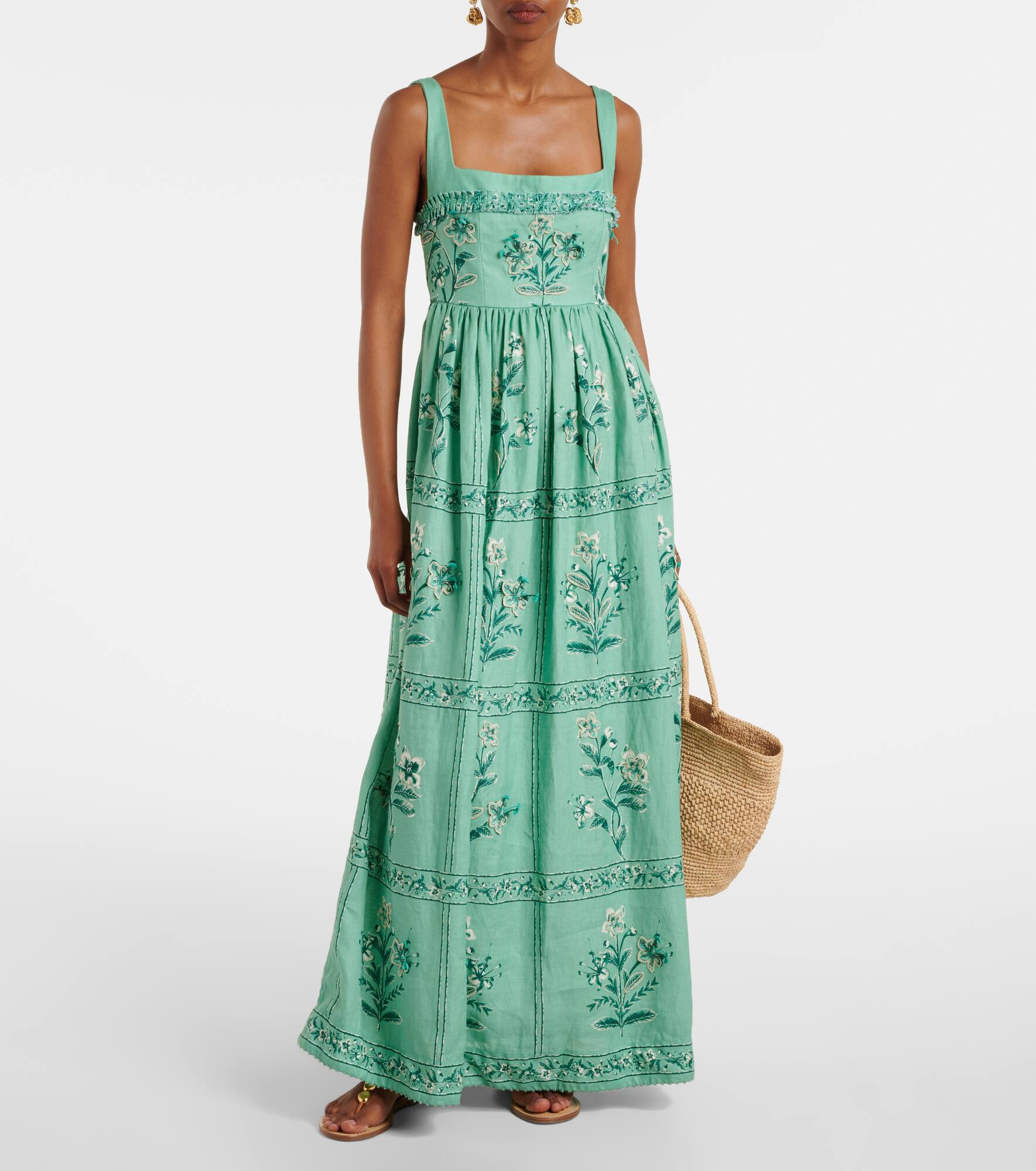 Barbara embroidered linen maxi dress - 2