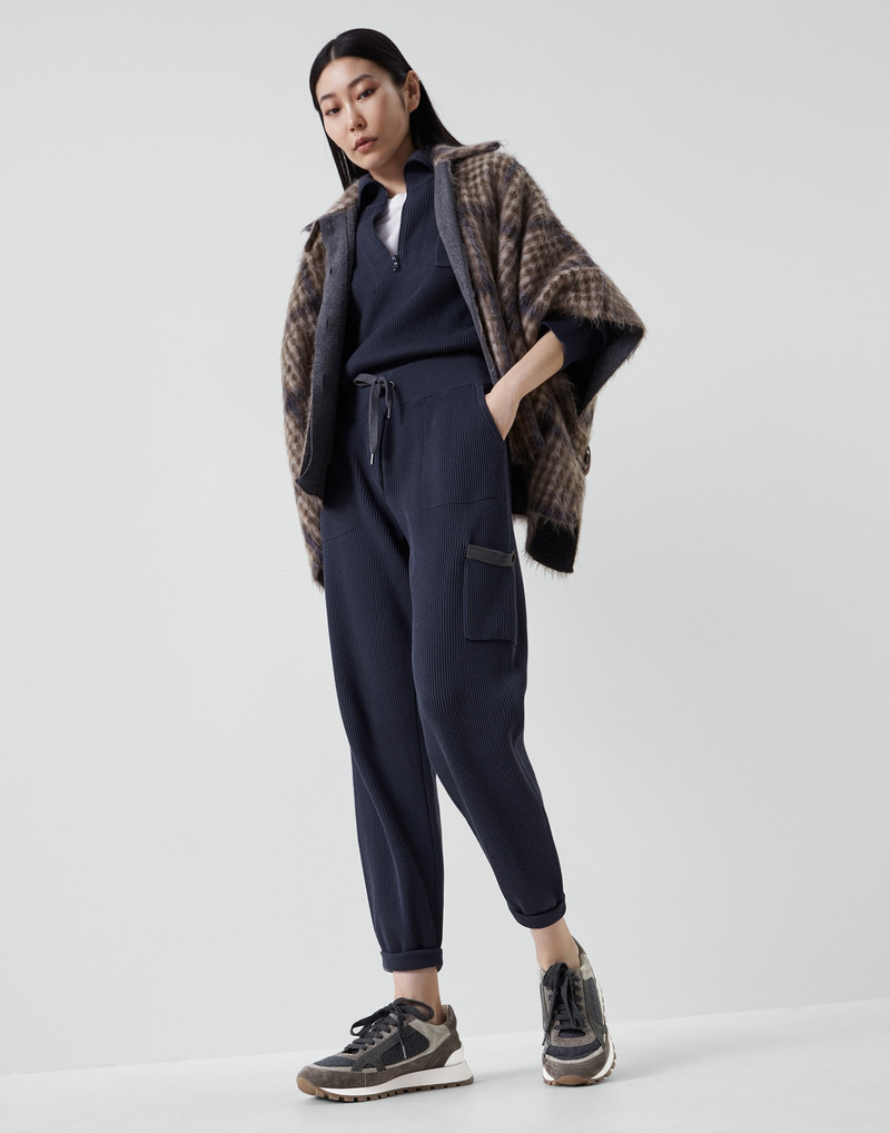Brunello Cucinelli Suede and virgin wool flannel runners with precious contour outlook