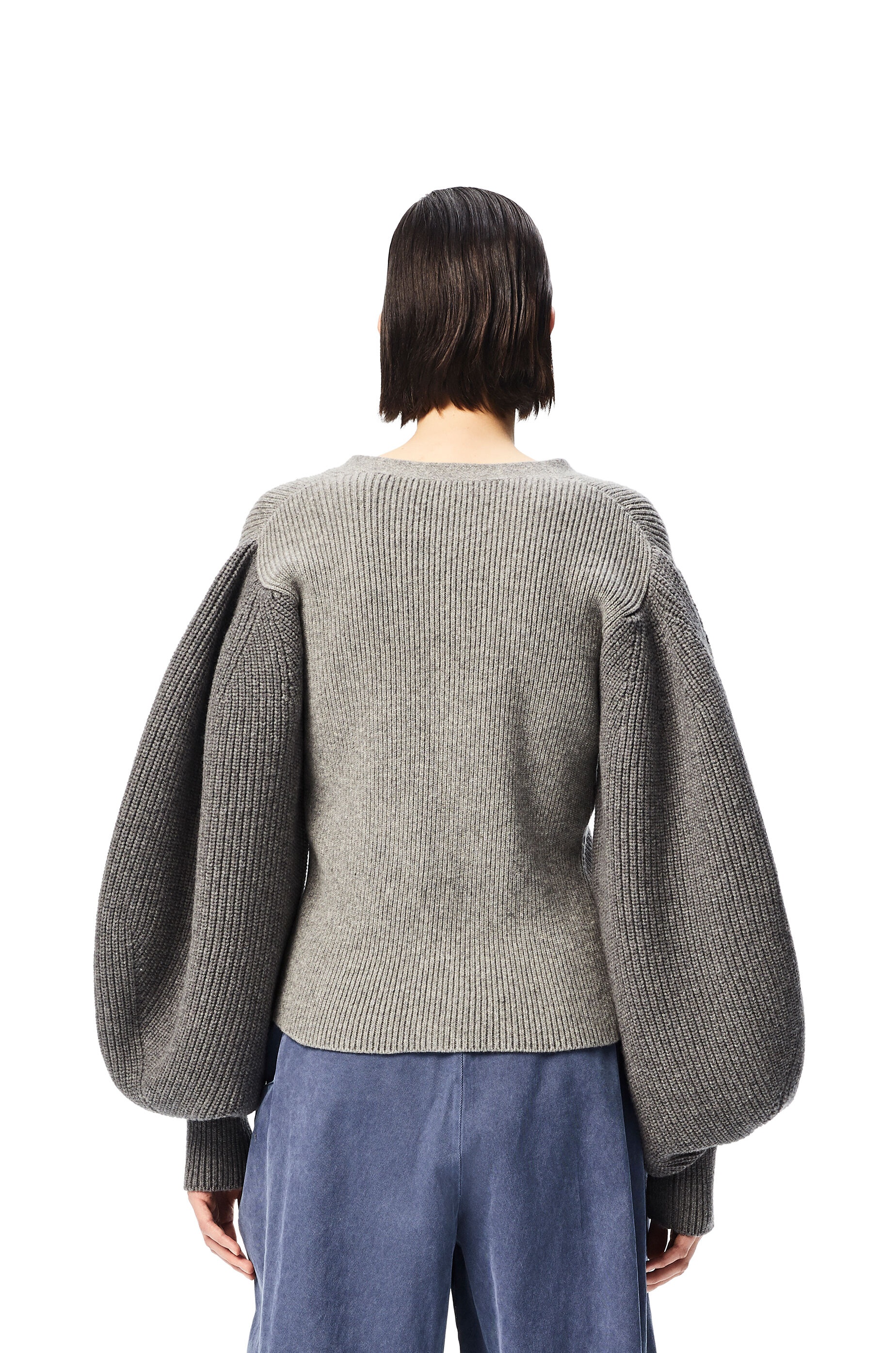 Balloon sleeve cardigan in wool - 4