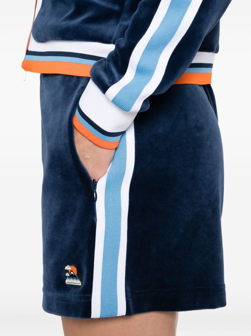 Montagne side-stripe velvet shorts - 5