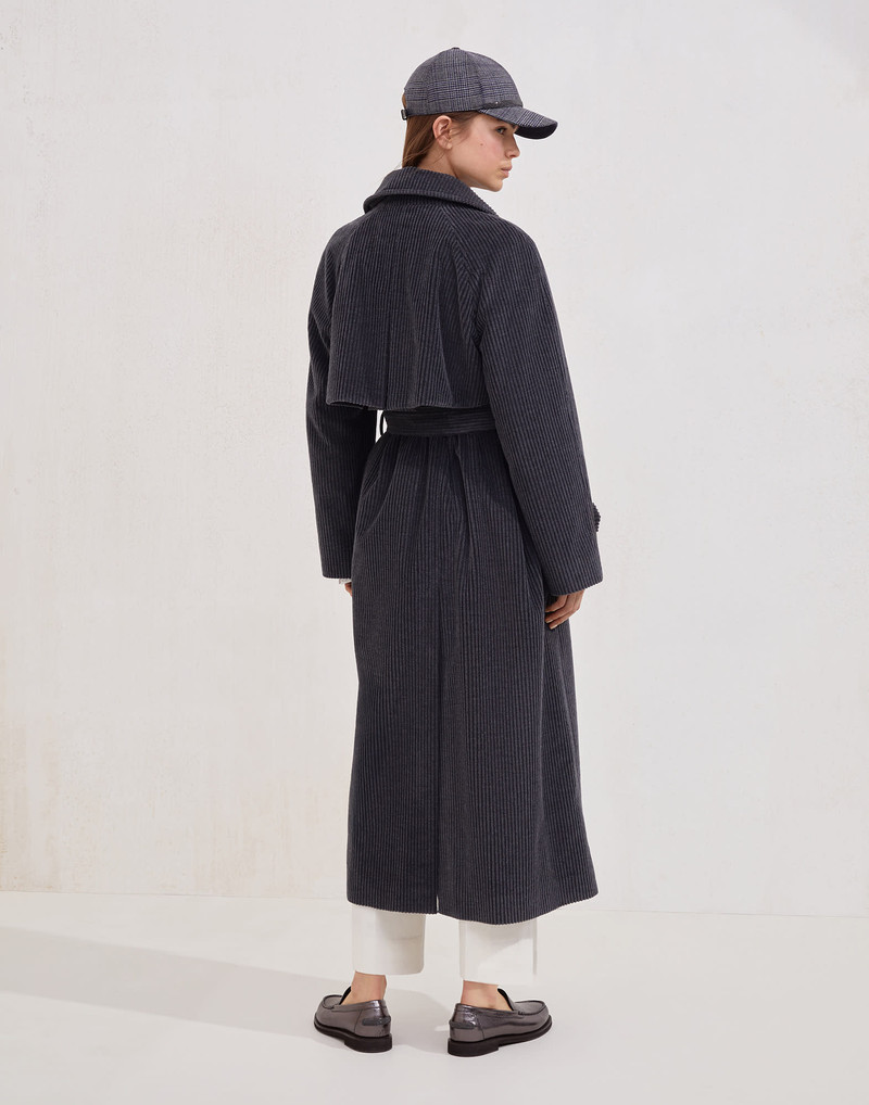 Brunello Cucinelli Cotton and cashmere wide rib corduroy trench with shiny cuff details outlook