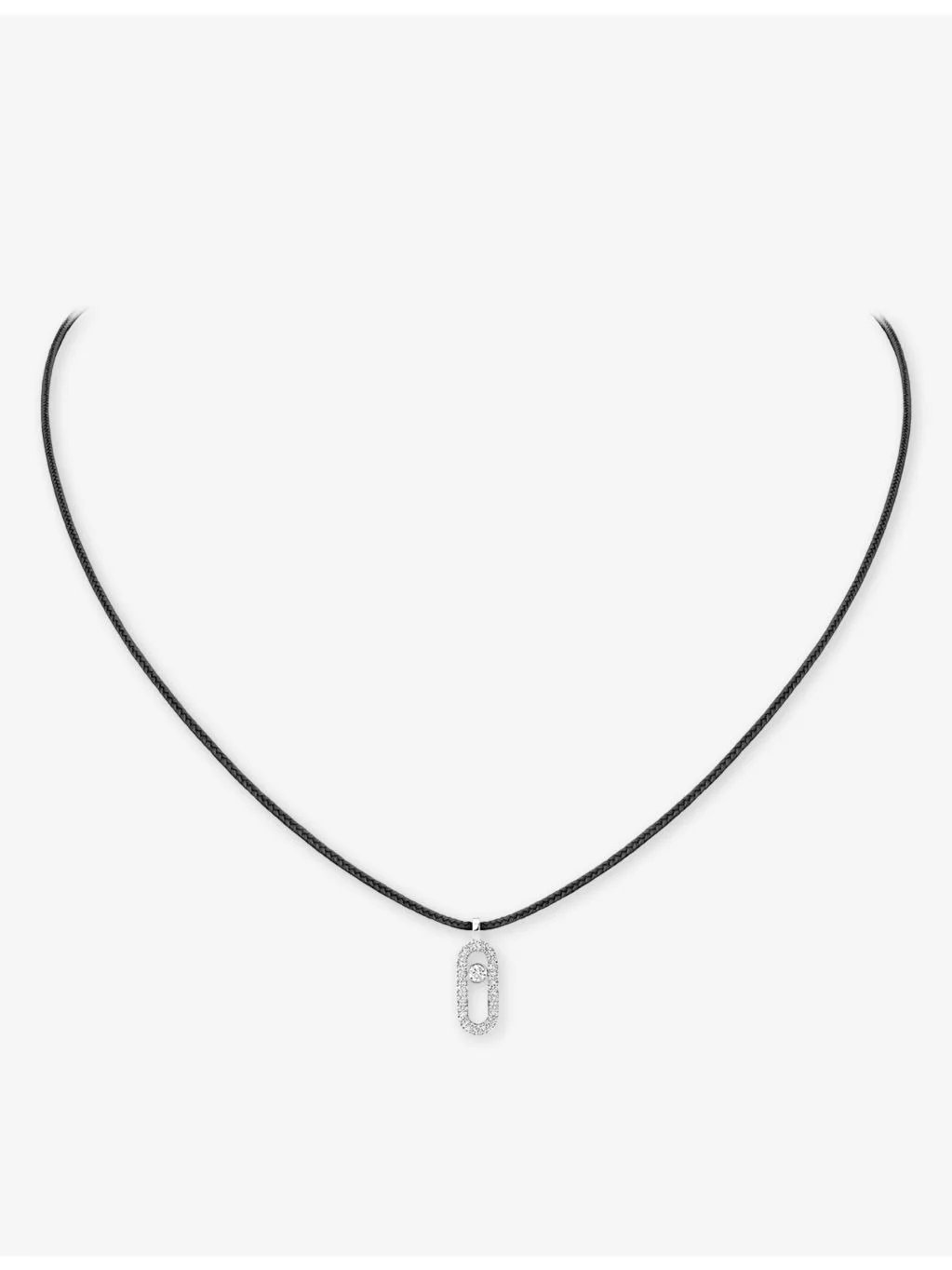 MESSIKA CARES 18ct white-gold and 0.09ct diamond pendant cord necklace - 1