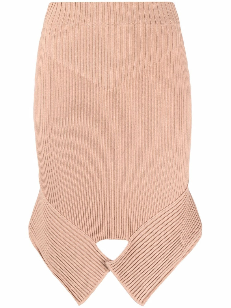 ribbed-knit asymmetric skirt 1