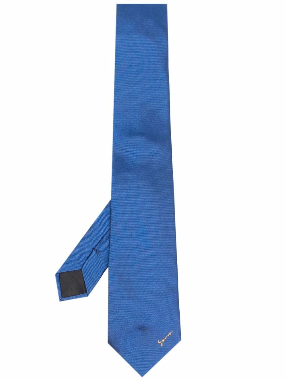 logo embroidered silk tie - 1