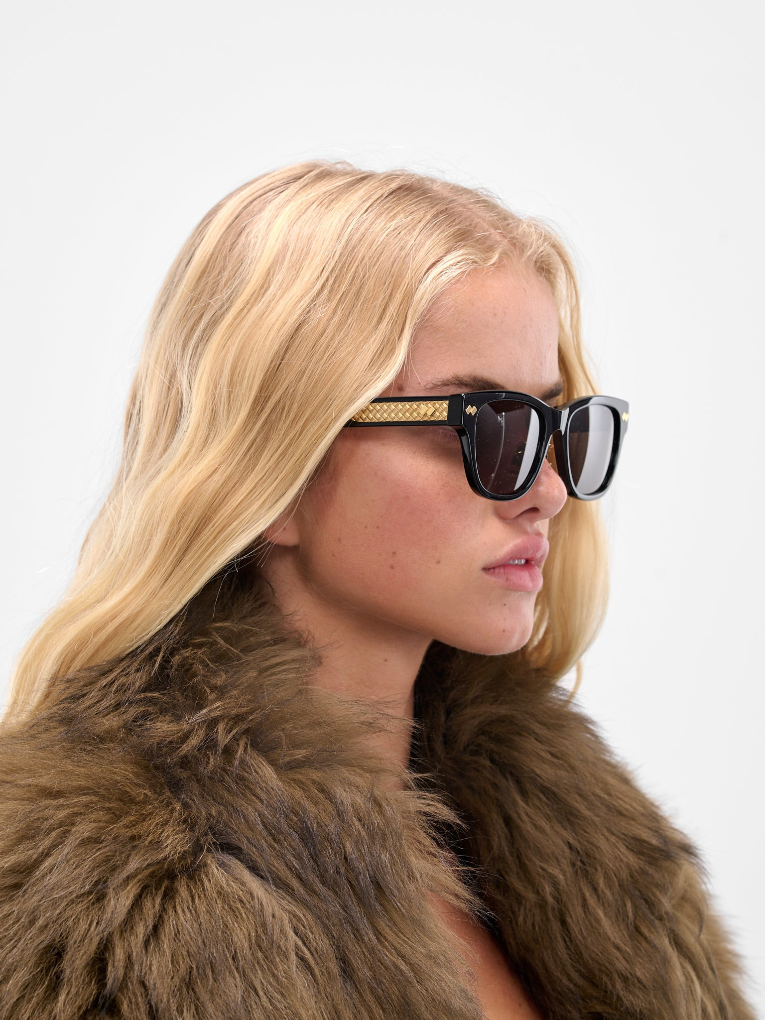 Black Intrecciato Square Sunglasses - 3