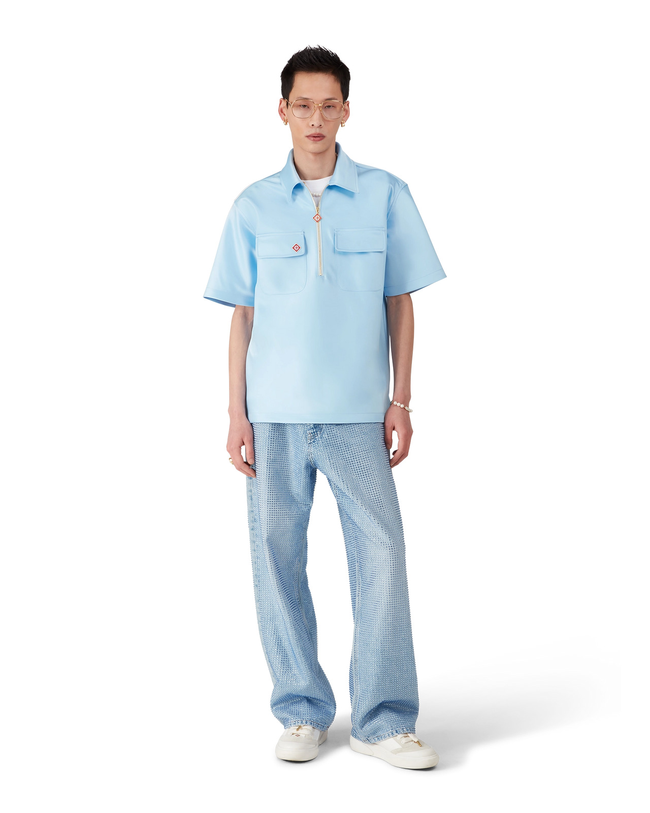 Satin Quarter Zip Shirt | Casablanca Paris - 2