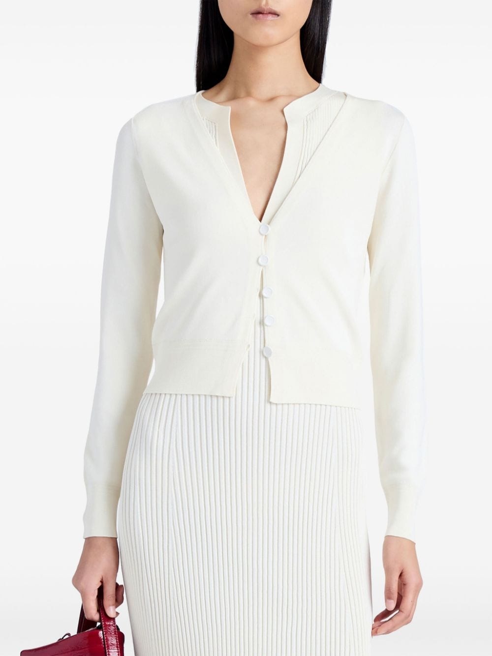 white silk Addie cardigan - 5