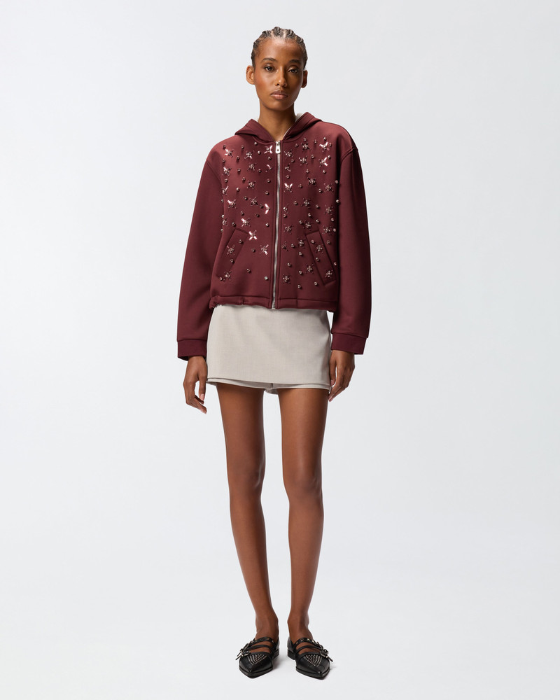 NEOPRENE-EFFECT SWEATSHIRT JACKET WITH JEWEL EMBROIDERY 4