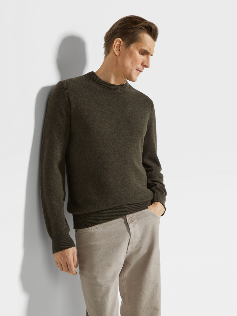 ARMY GREEN MULTIMÉLANGE OASI CASHMERE CREWNECK 3