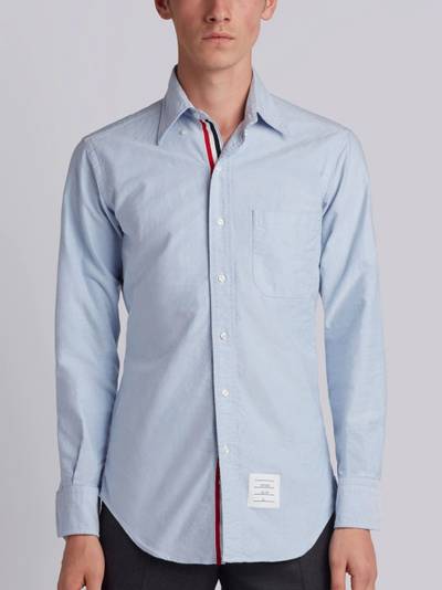 Thom Browne Light Blue Cotton Oxford Grosgrain Placket Shirt outlook