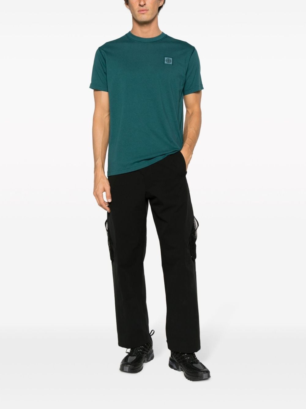 Compass-patch cotton T-shirt - 2