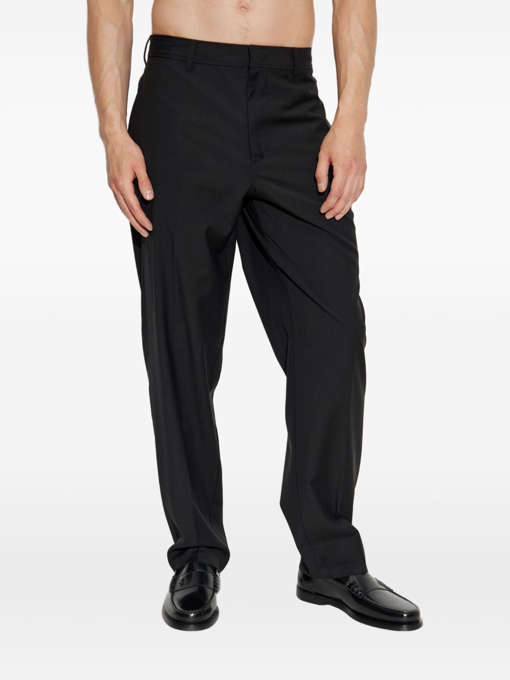 virgin wool straight-leg trousers - 3