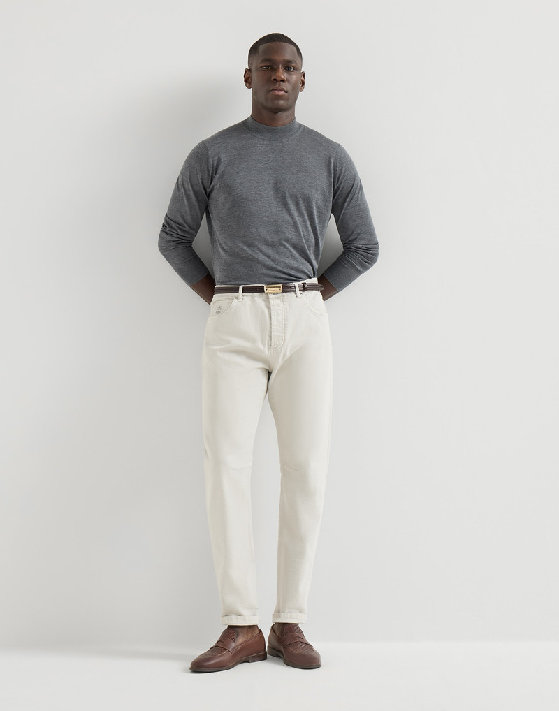Garment-dyed five-pocket trousers in comfort denim 5