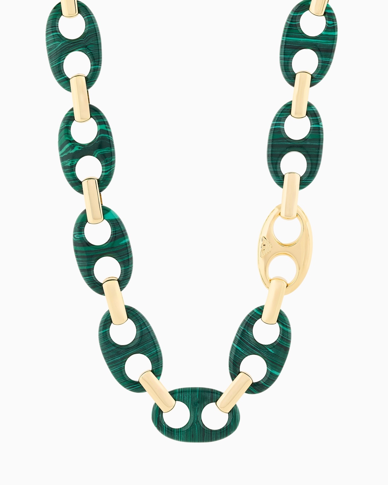 GREEN RECONSTITUTED MALACHITE CHAIN NECKLACE - 1