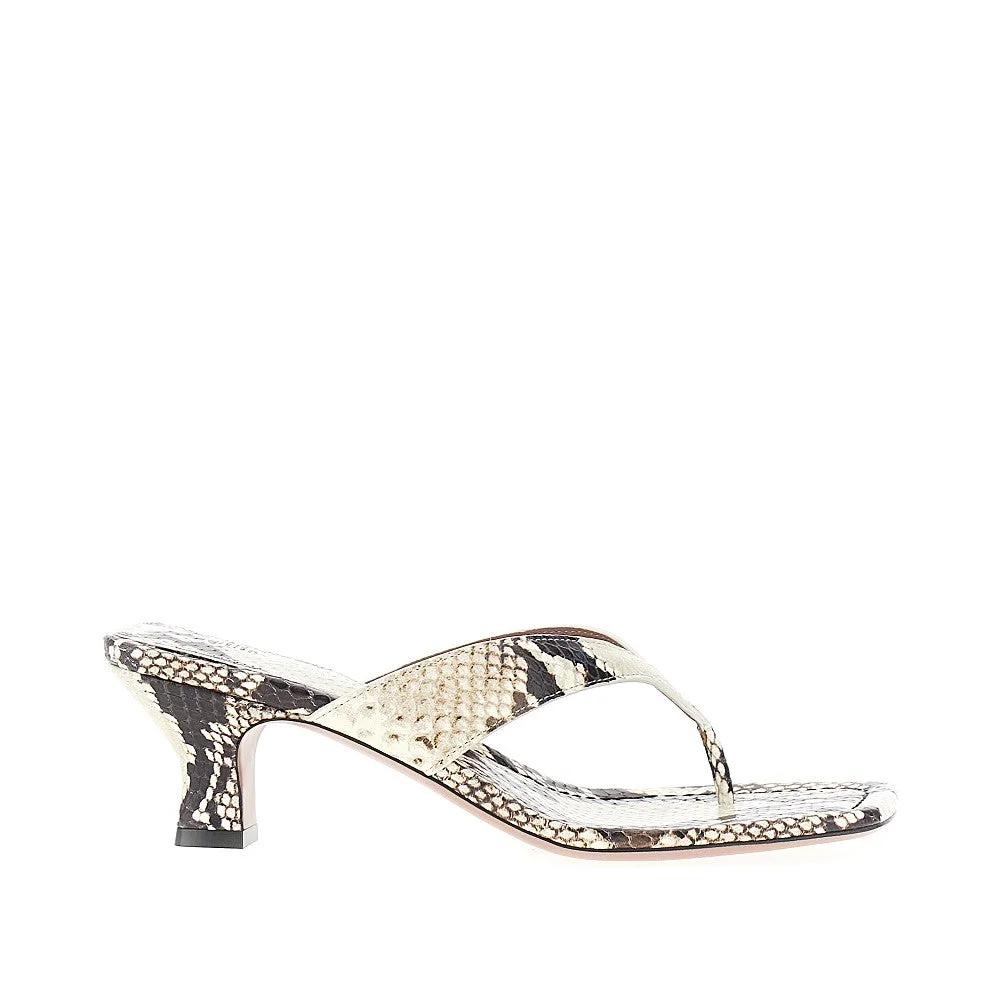 PYTHON-PRINT LEATHER 'PORTOFINO' MULES - 1