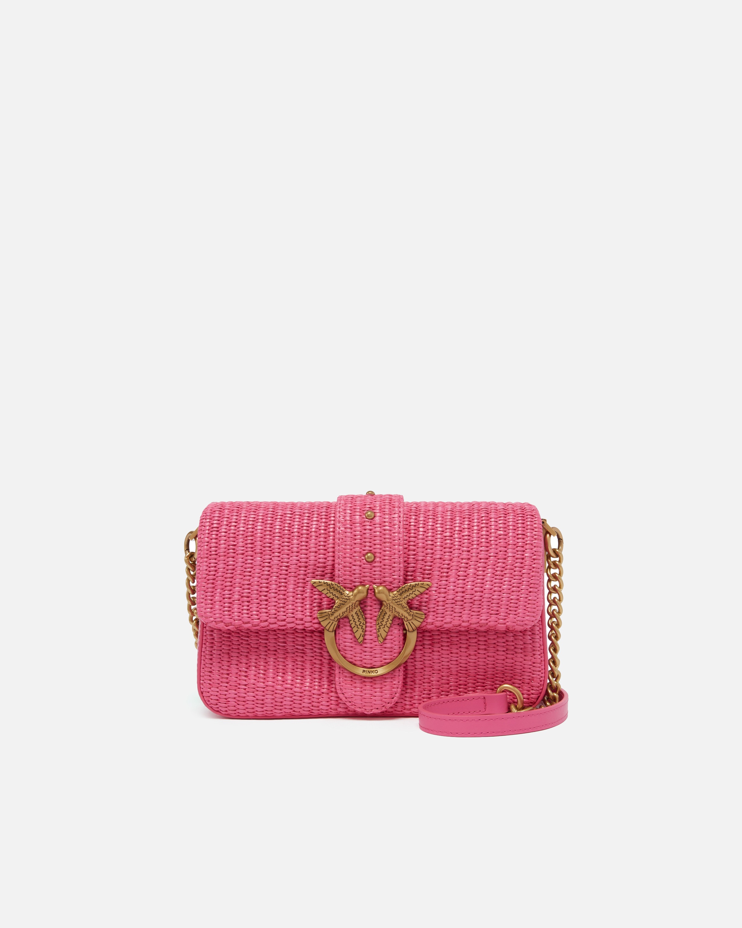 MINI LOVE BAG SLOUCHY SMALL SHOULDER BAG IN RAFFIA WITH DOUBLE SHOULDER STRAP - 1
