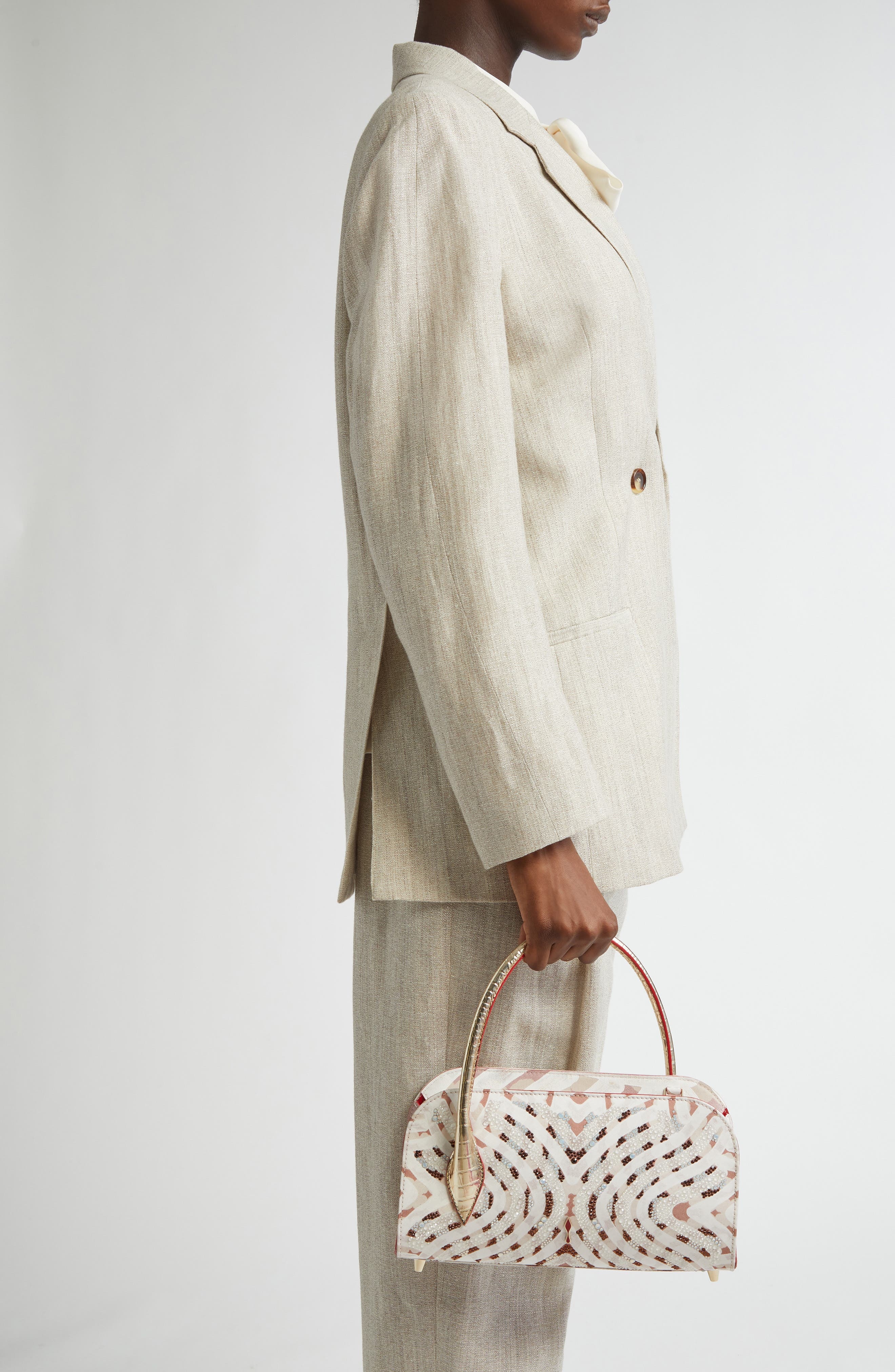 Christian Louboutin Eloise Gaagal Grommets Baguette Bag in Multi Leche at Nordstrom - 3