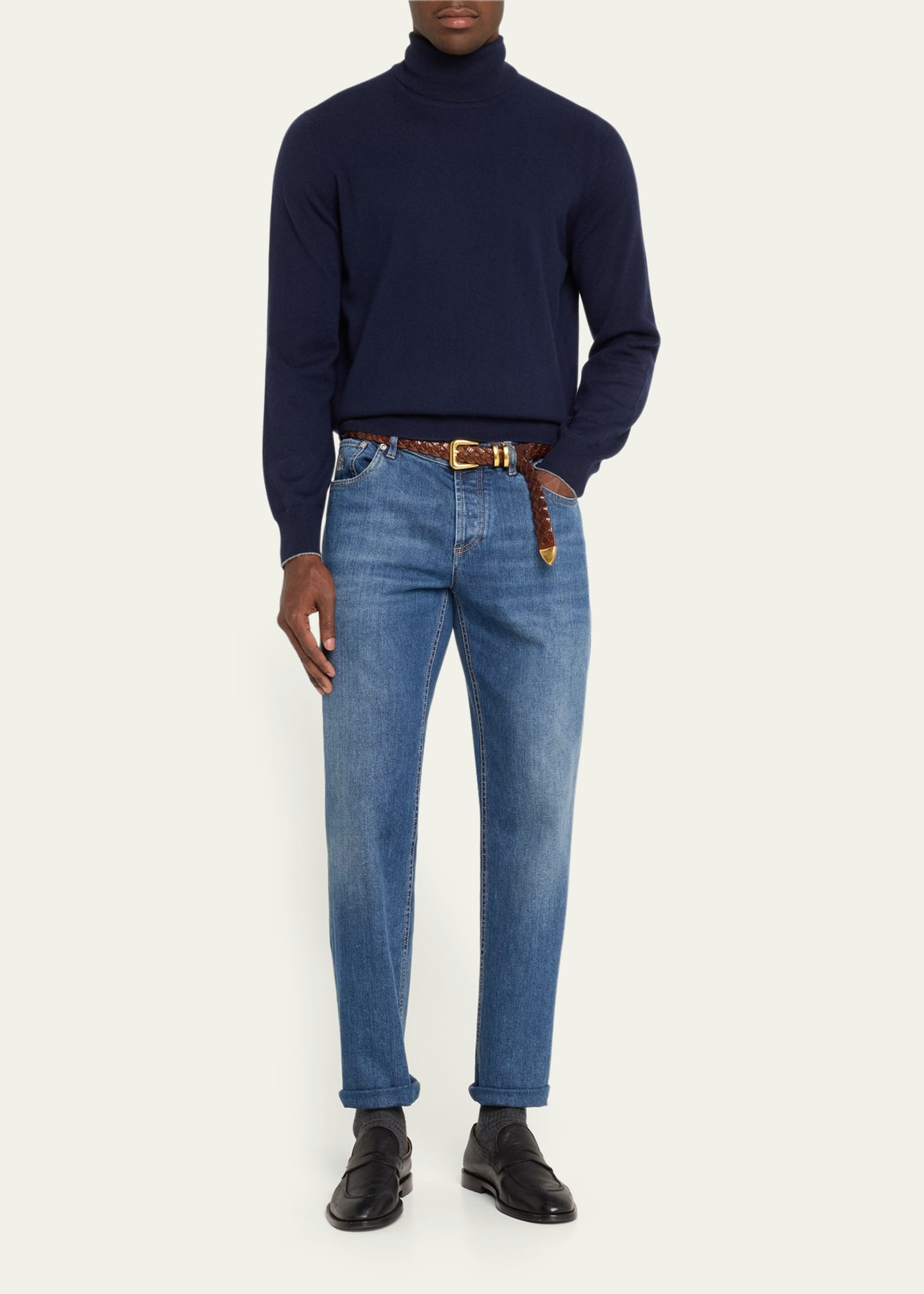 Men's Solid Cashmere Turtleneck - 2