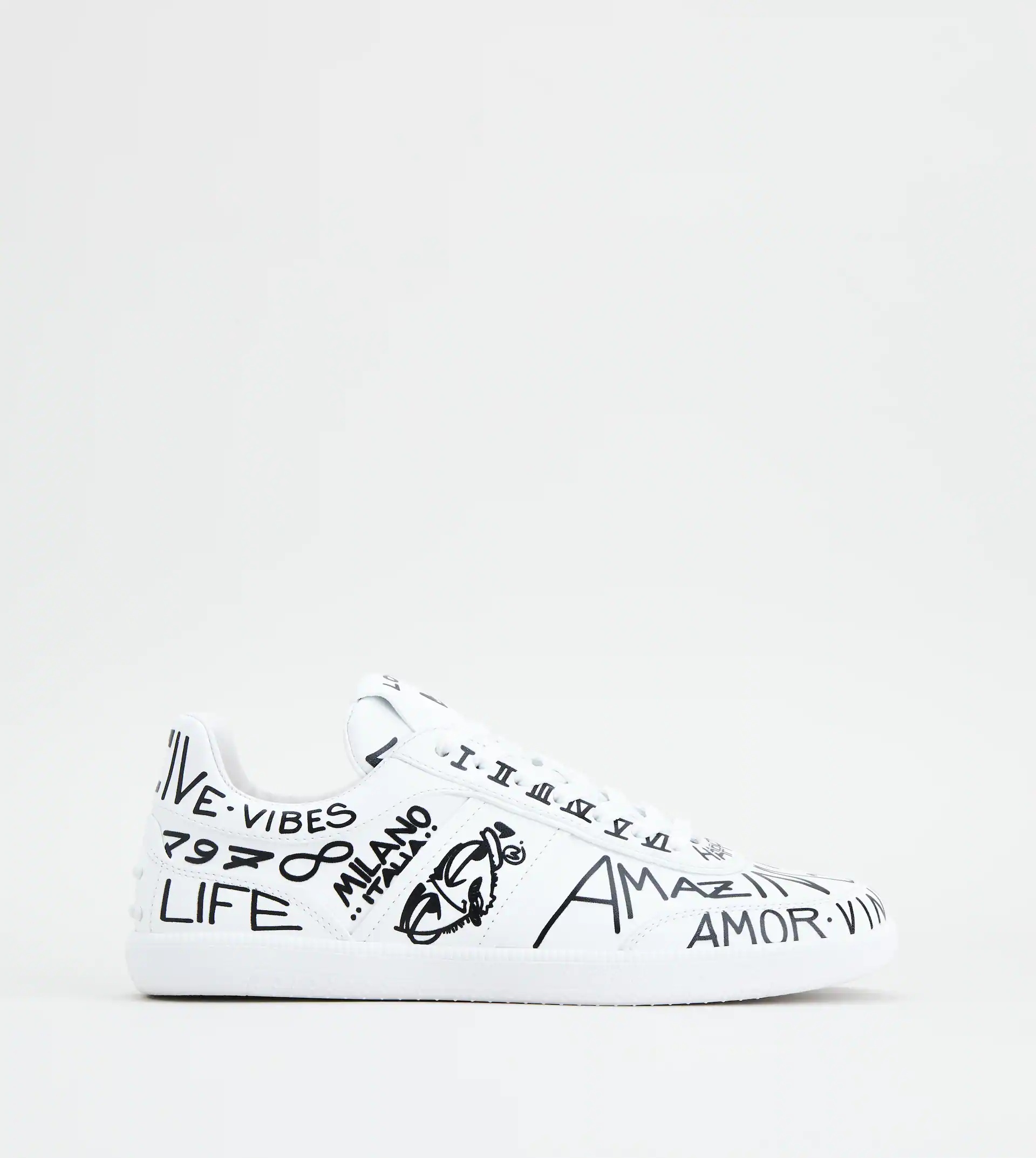 TOD'S TABS SNEAKERS IN LEATHER - WHITE, BLACK - 1