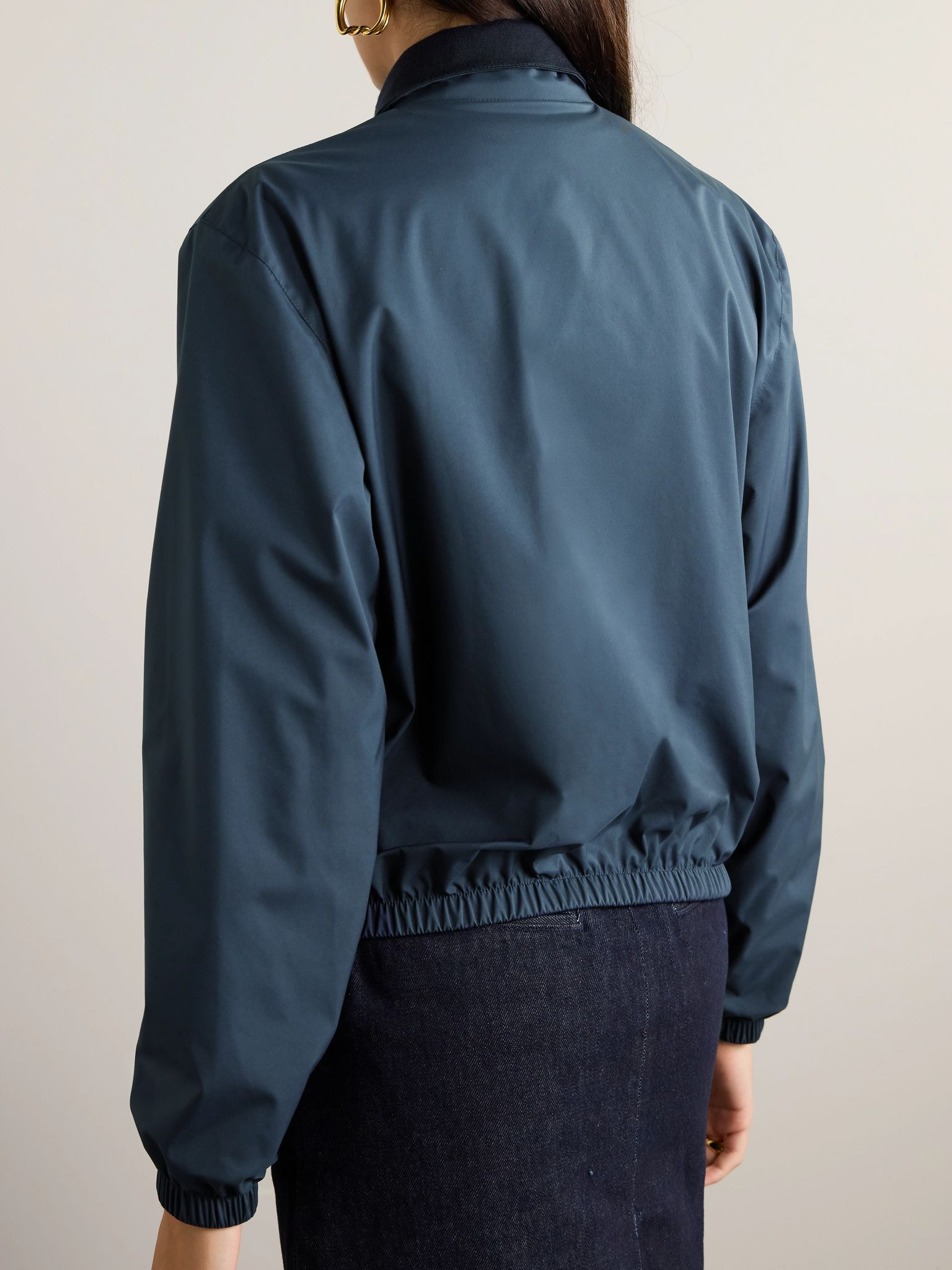 Reversible shell and cashmere bomber jacket Navy - 3