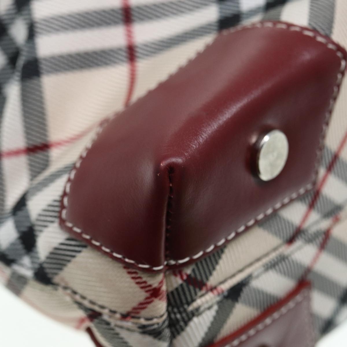 Burberry Nova Check Blue Label Hand Bag Nylon Beige Red - 9