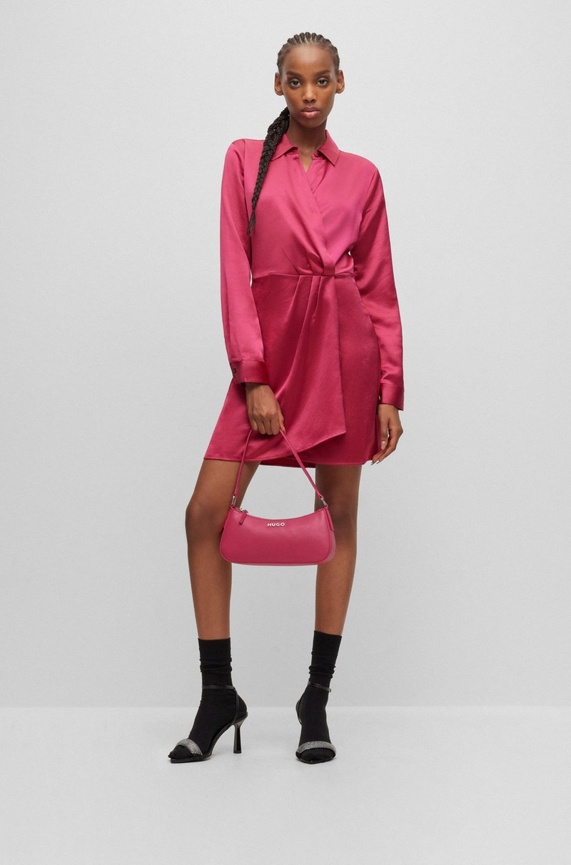 HUGO LONG-SLEEVED DRESS IN SATIN WITH WRAP FRONT outlook