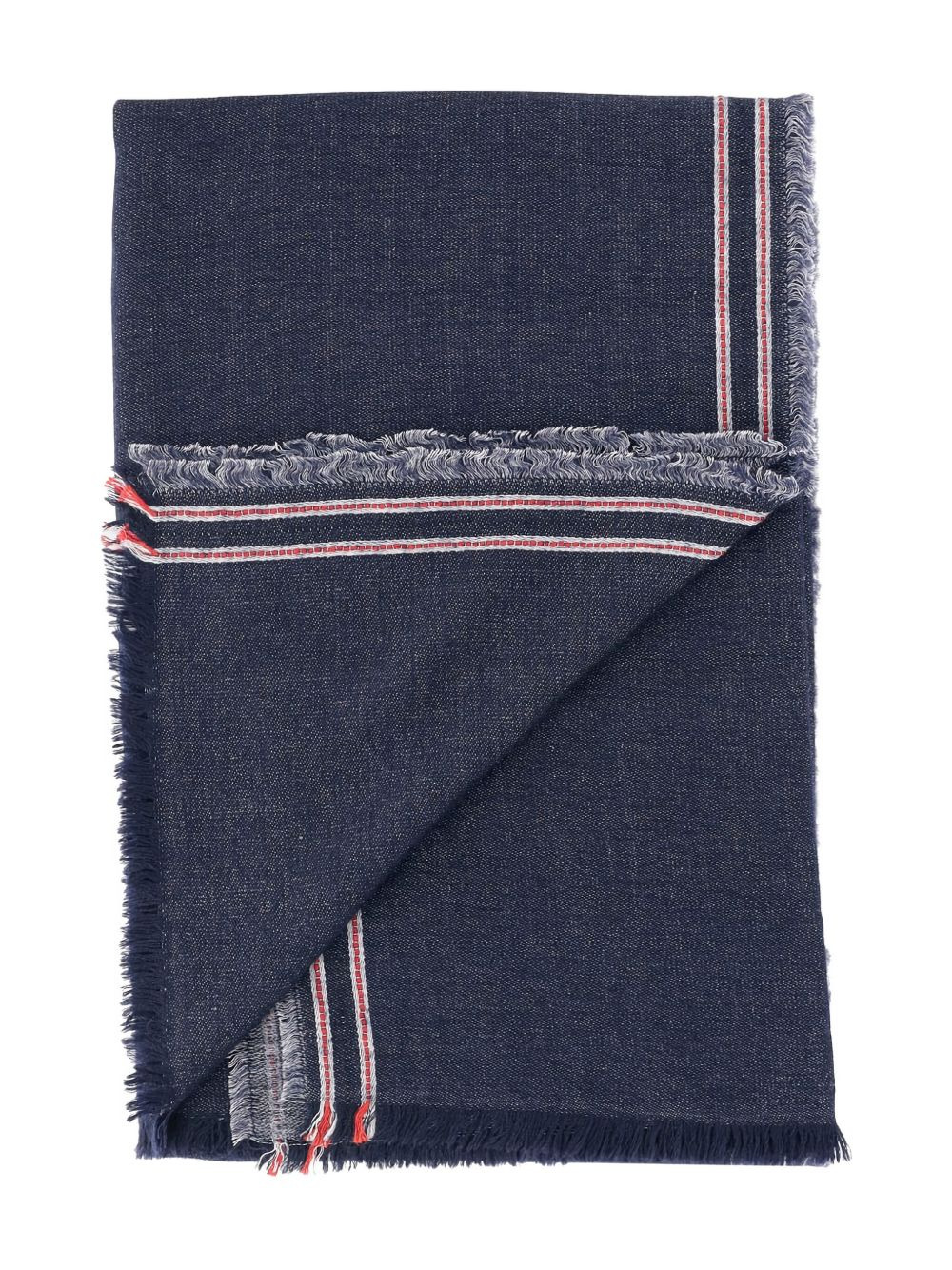 stripe-detail frayed-edge scarf - 3