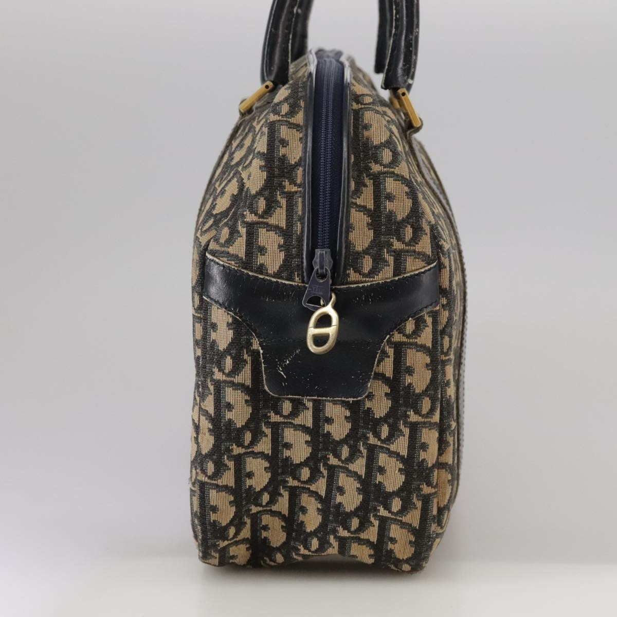 DIOR Trotter Canvas Hand Bag Navy Gold - 5