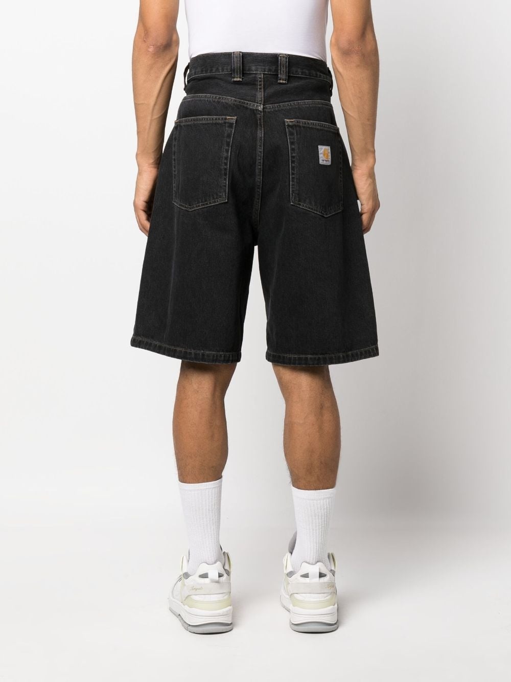 logo-patch wide-leg denim shorts - 3