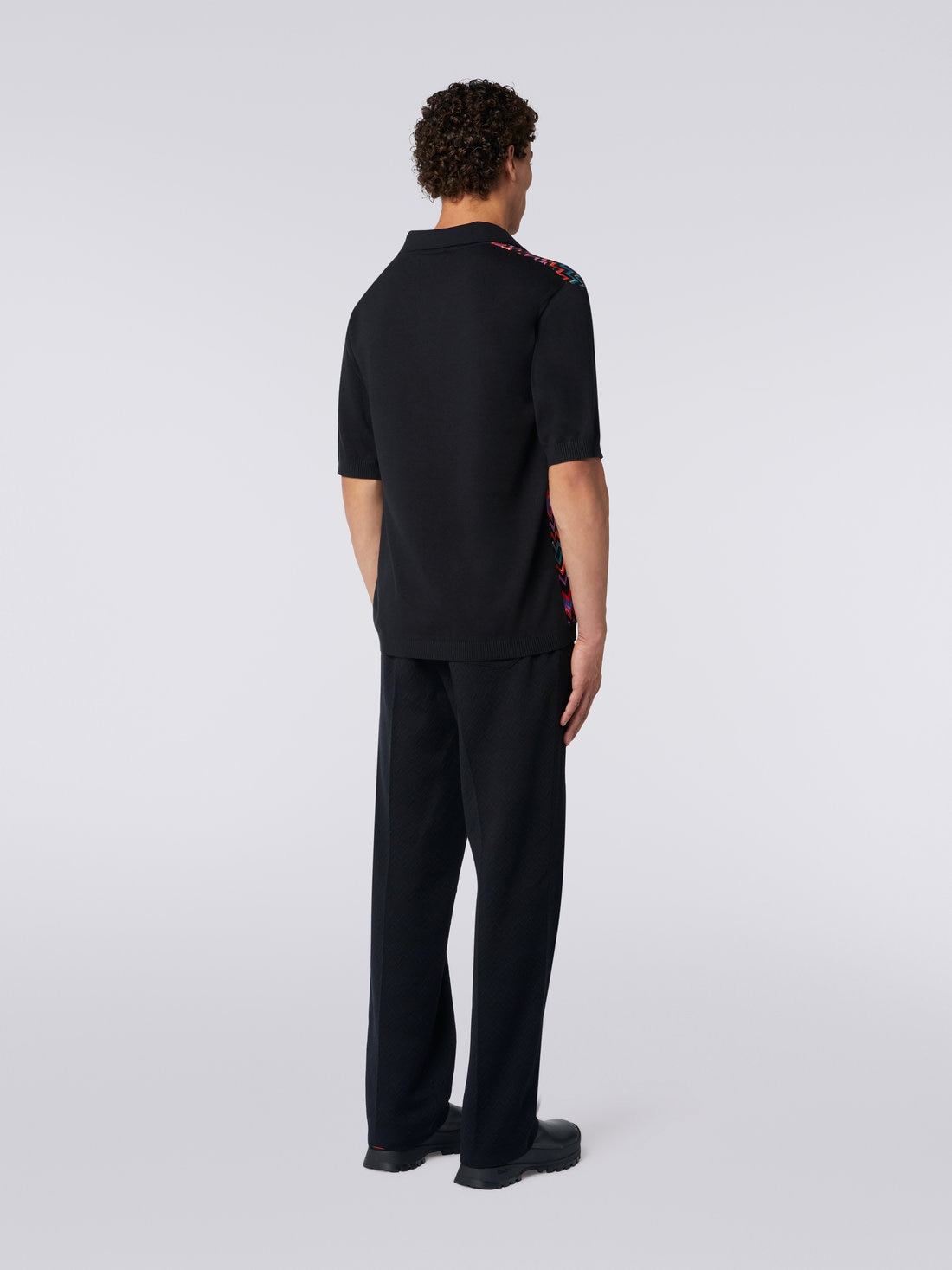 Short-sleeved polo shirt in cotton, viscose and silk chevron - 4