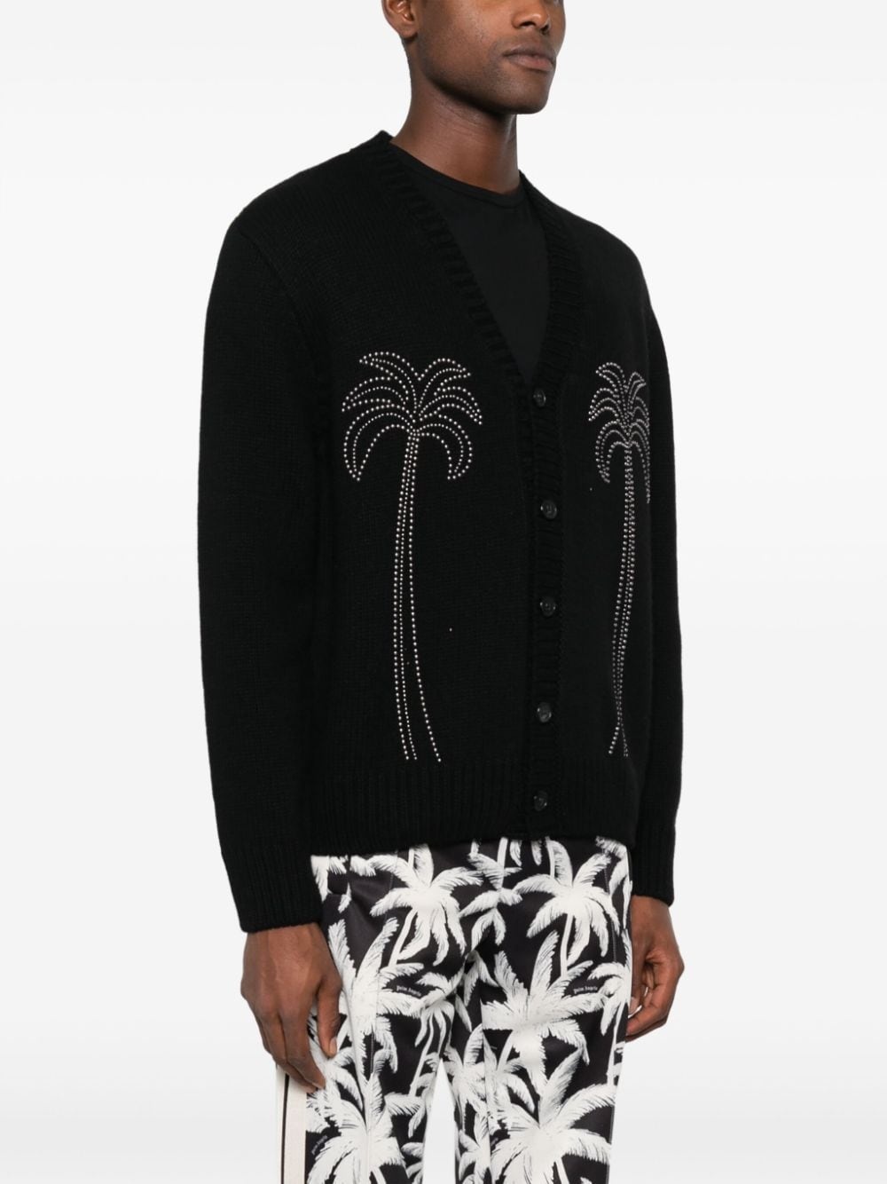 palm-studded V-neck cardigan - 3