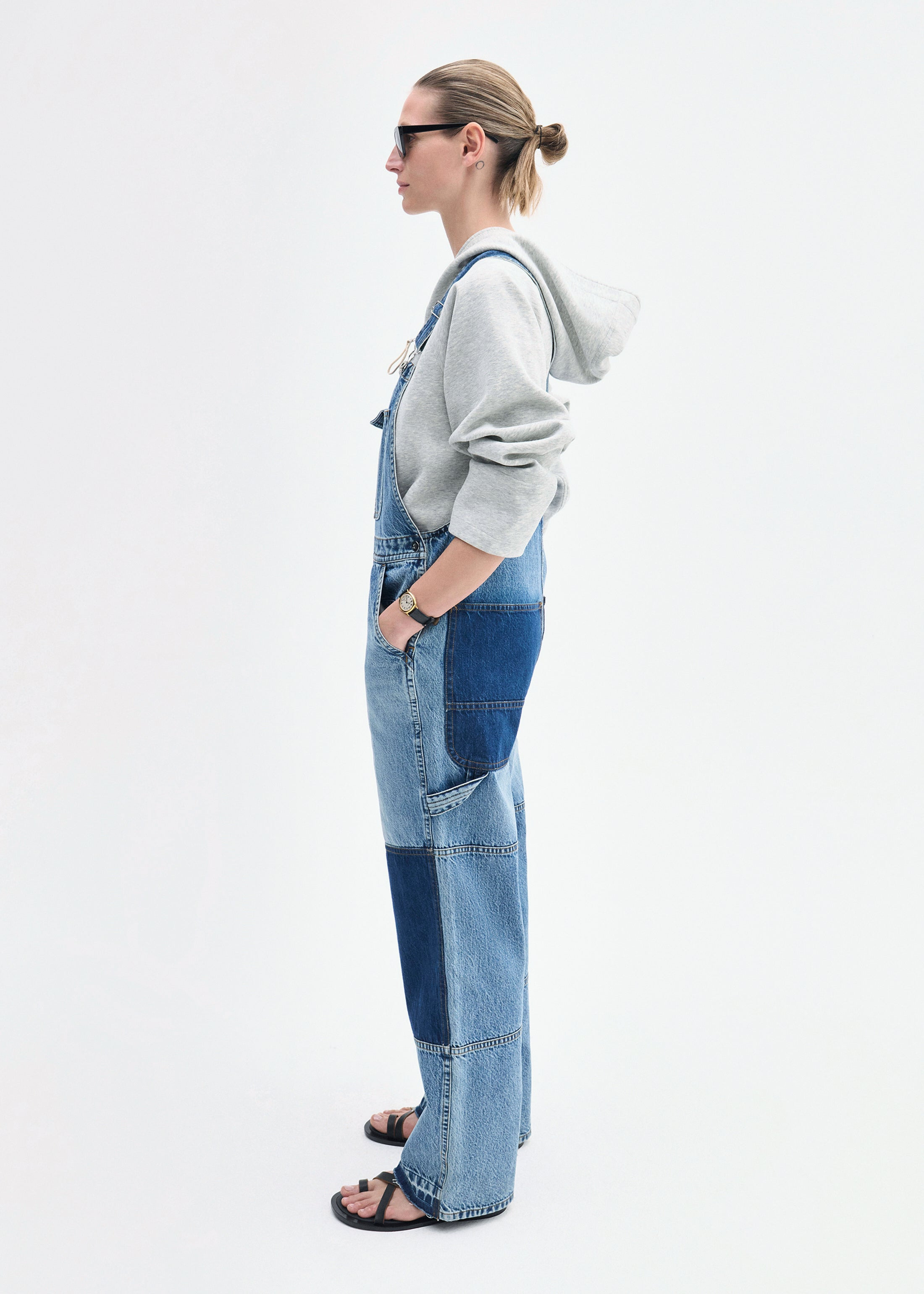 Patchwork Denim Overall - 3