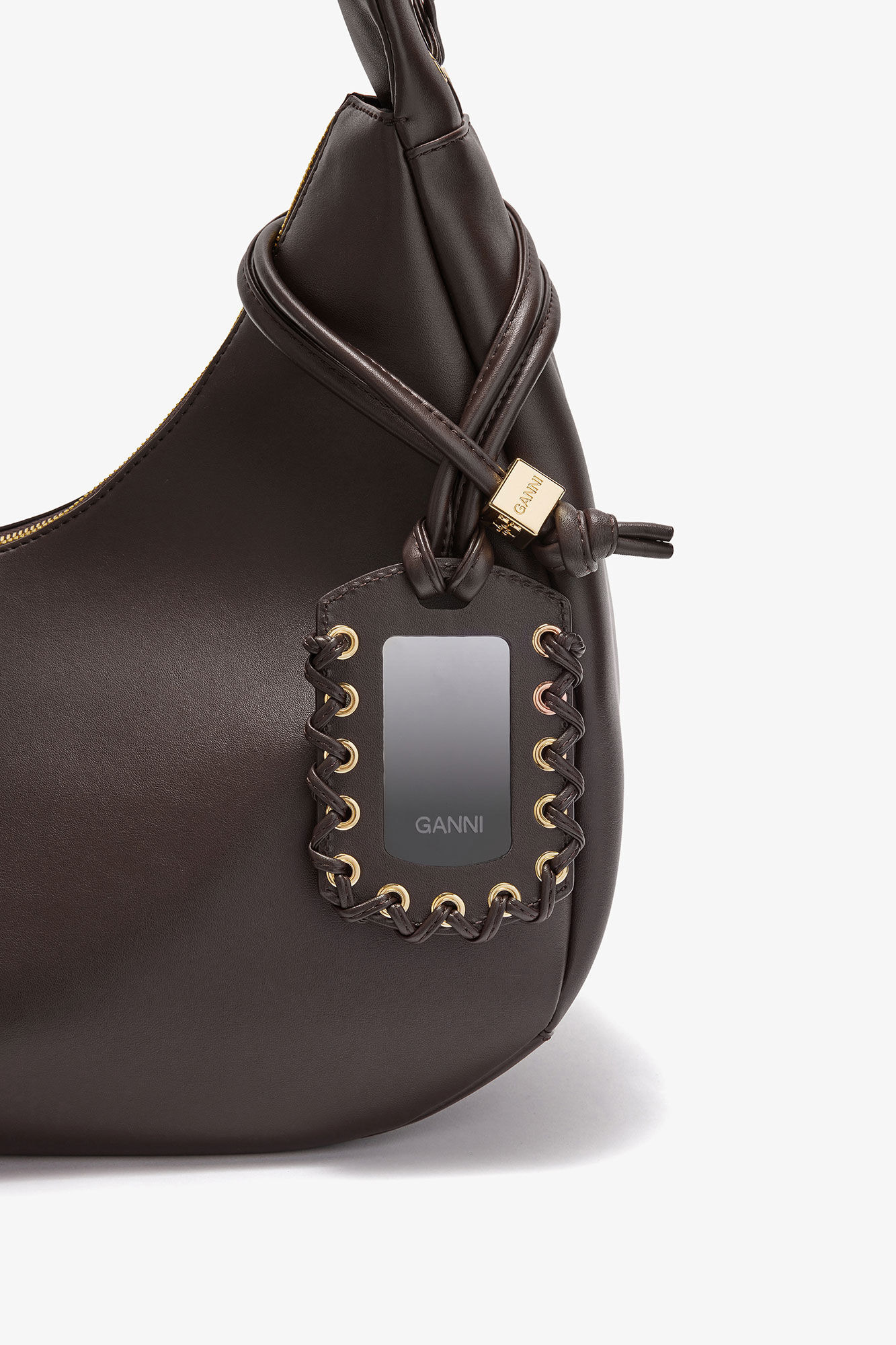 BROWN MEDIUM LACES HOBO BAG - 4