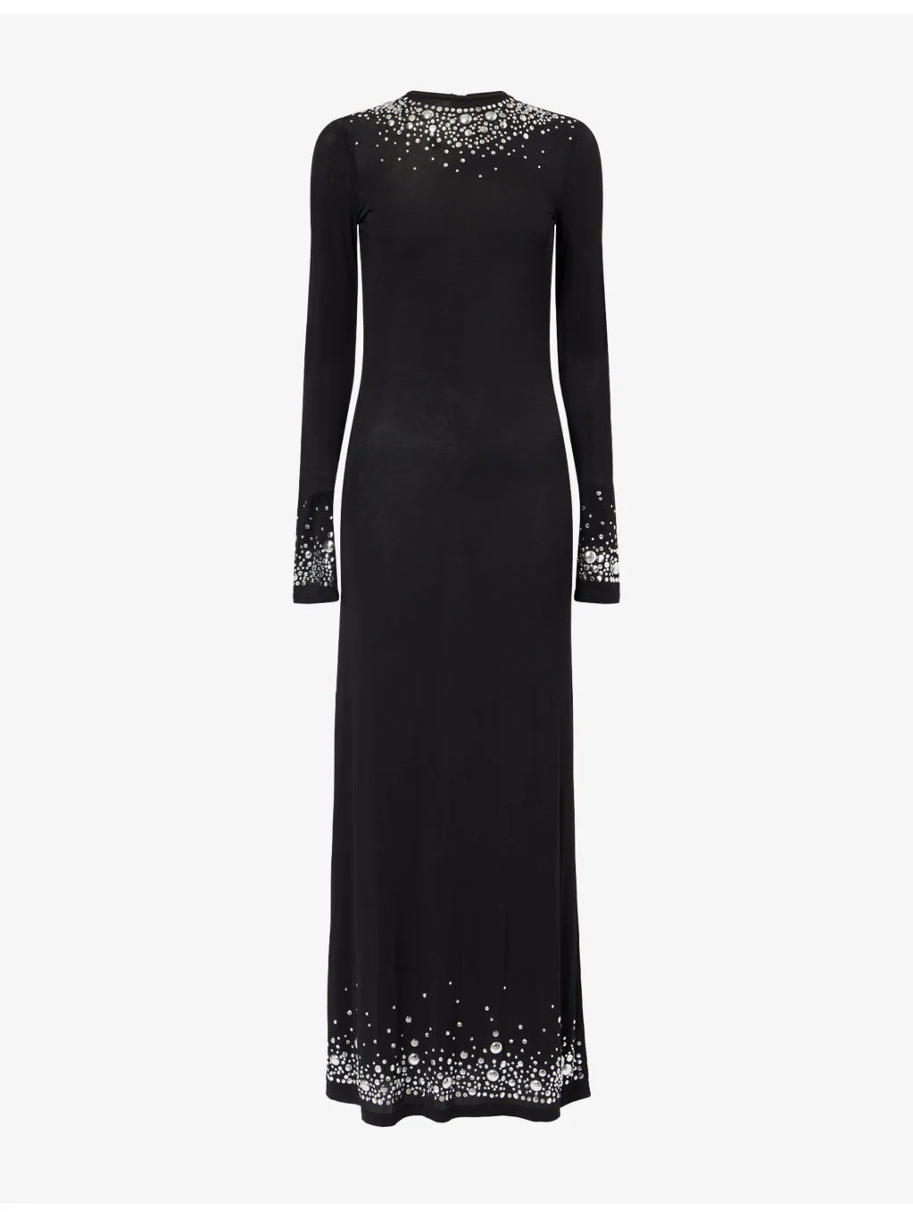 Studded Long-Sleeve Jersey Maxi Dress - 1