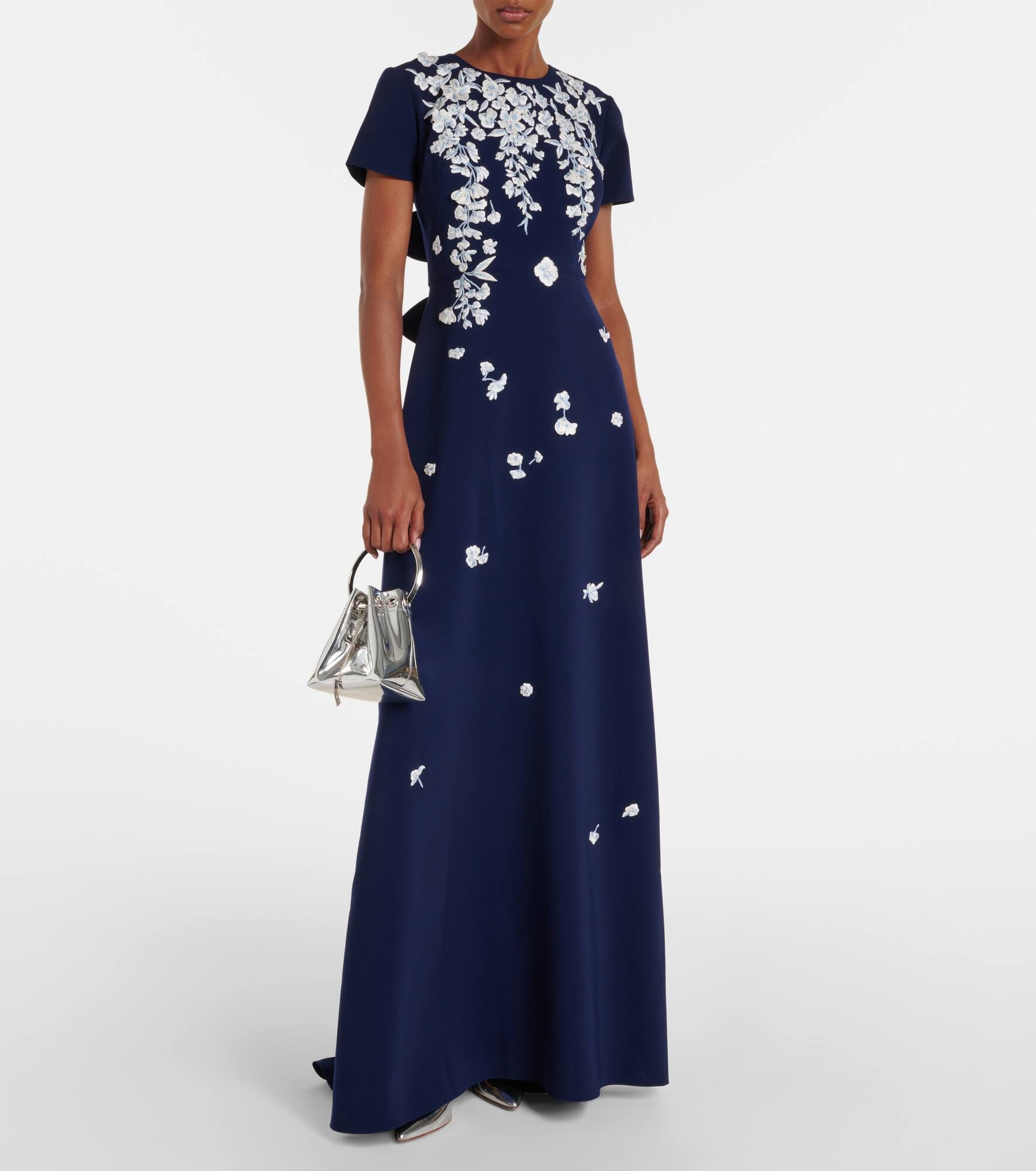 Embroidered bow-detail gown - 2